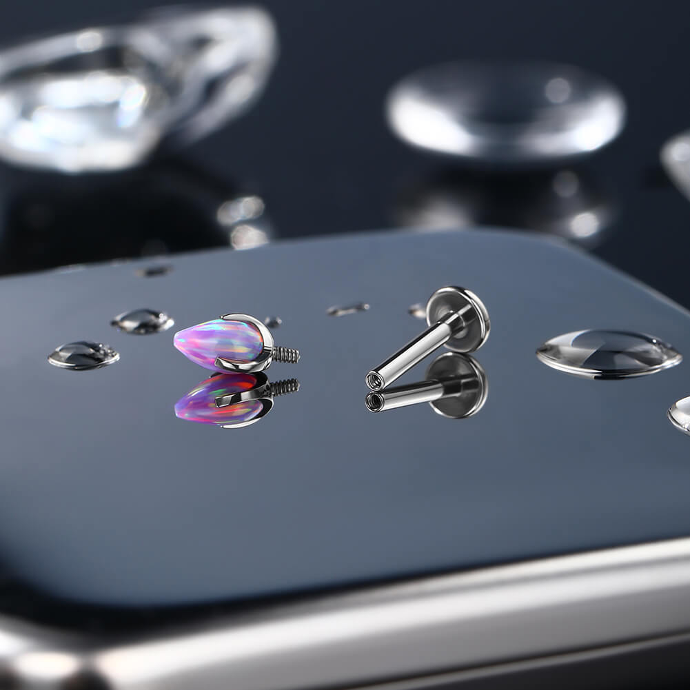 Opal Internally Threaded Titanium Labret Stud