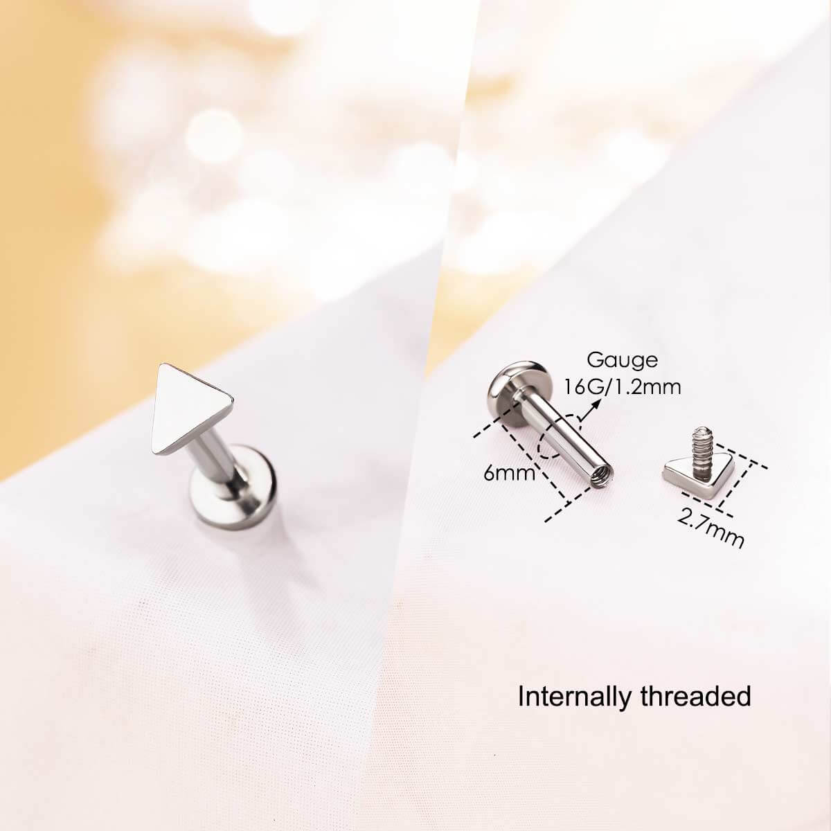 Cute Shape Titanium Internally Threaded Helix Stud