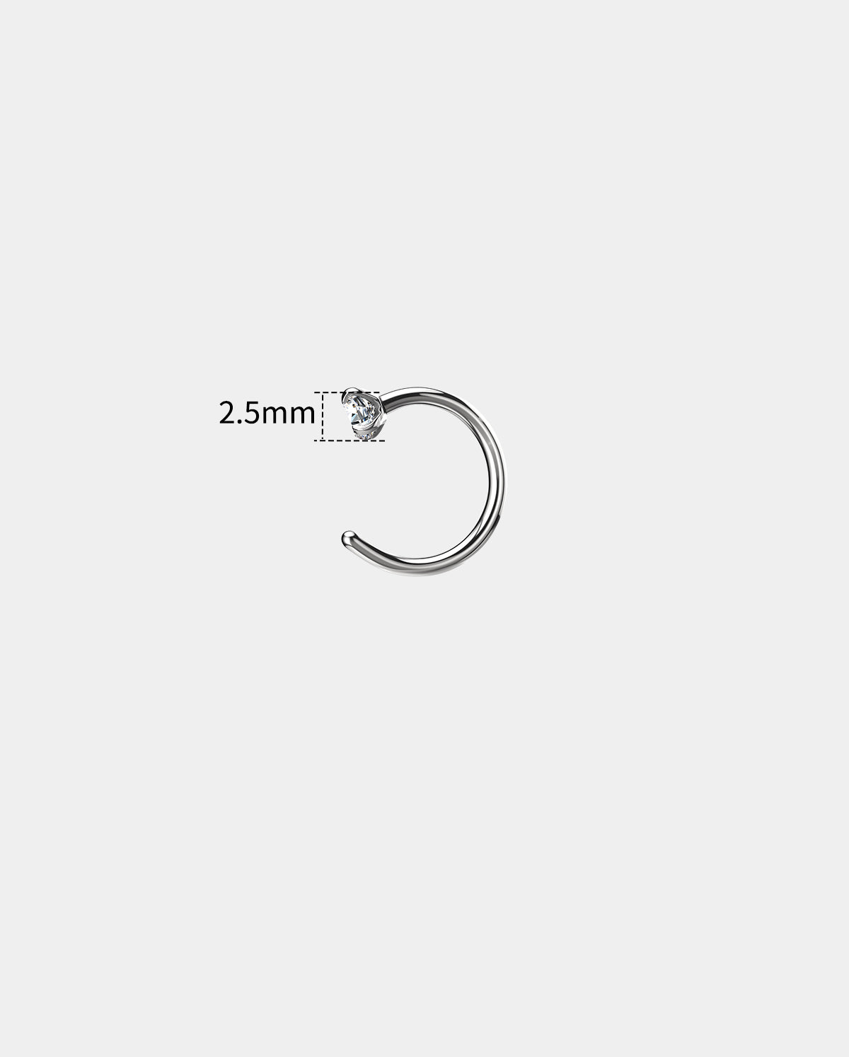 2.5mm half stud nose ring