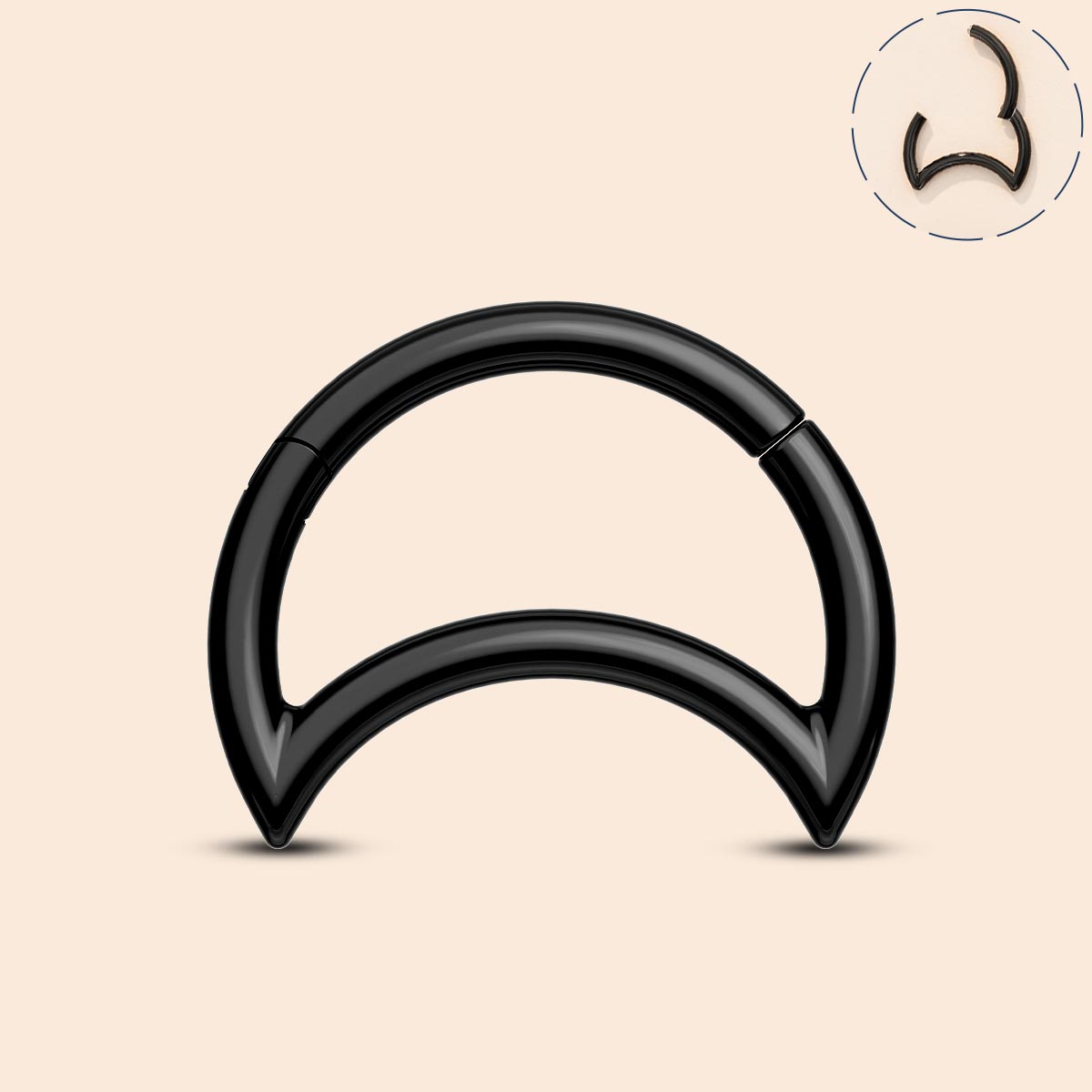 oufer black crescent moon septum ring