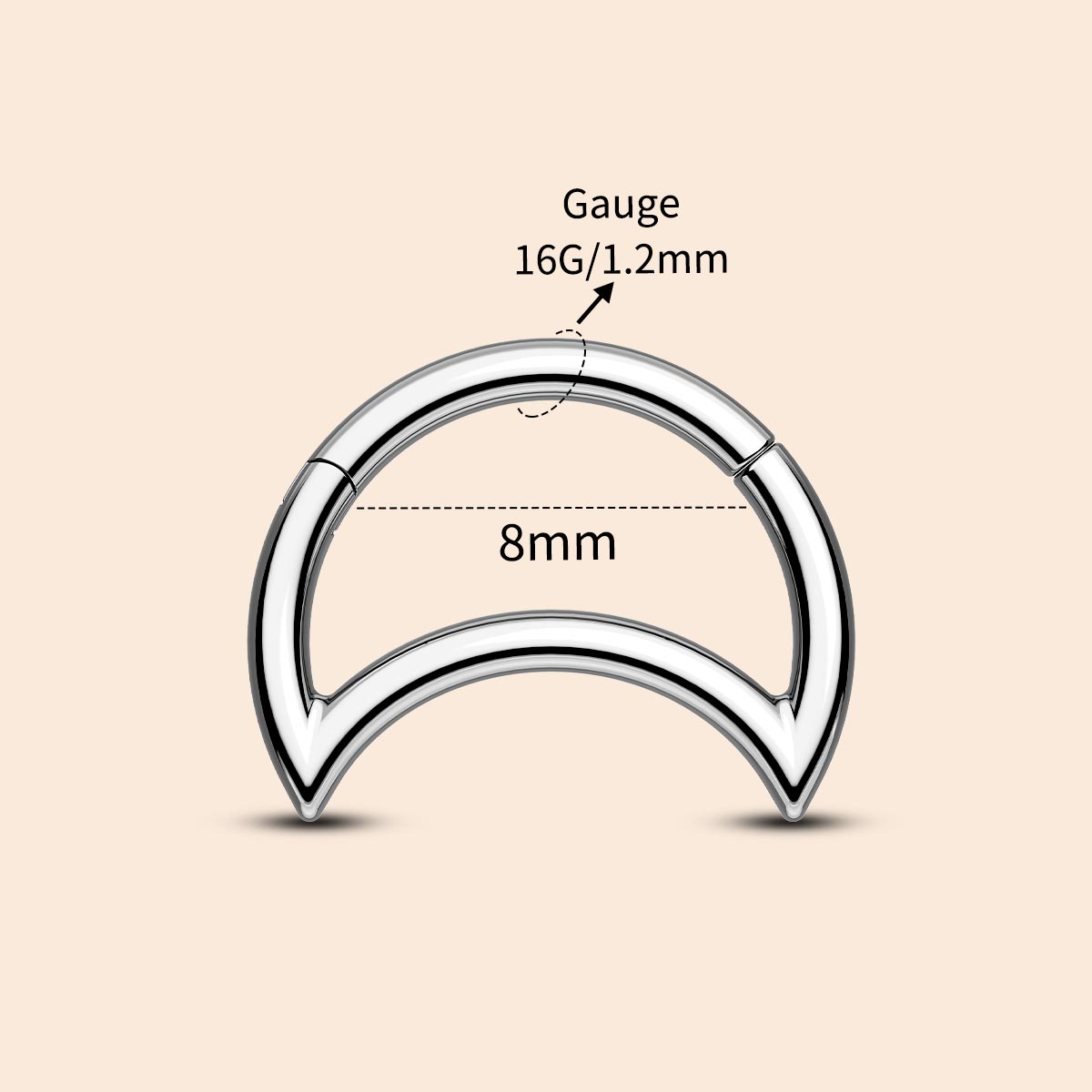 8mm crescent moon septum ring