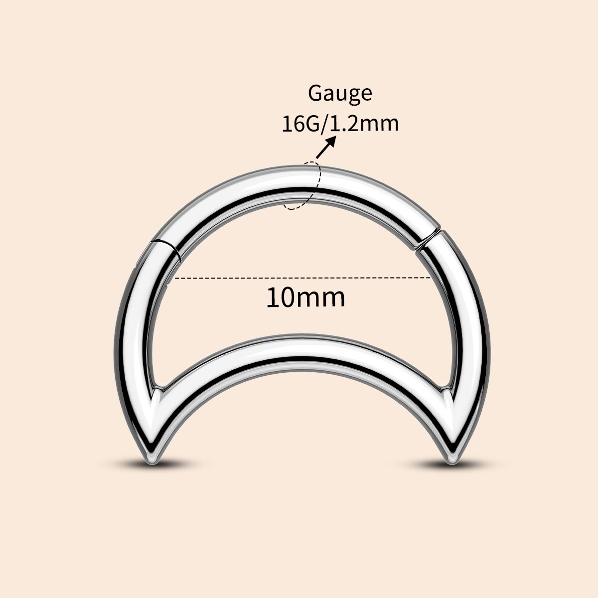 10mm crescent moon septum ring