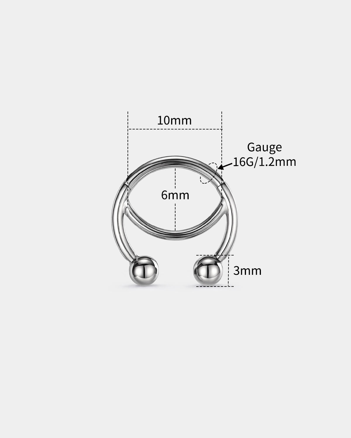 Fixed-Ball Titanium Horseshoe Hinged Septum Ring