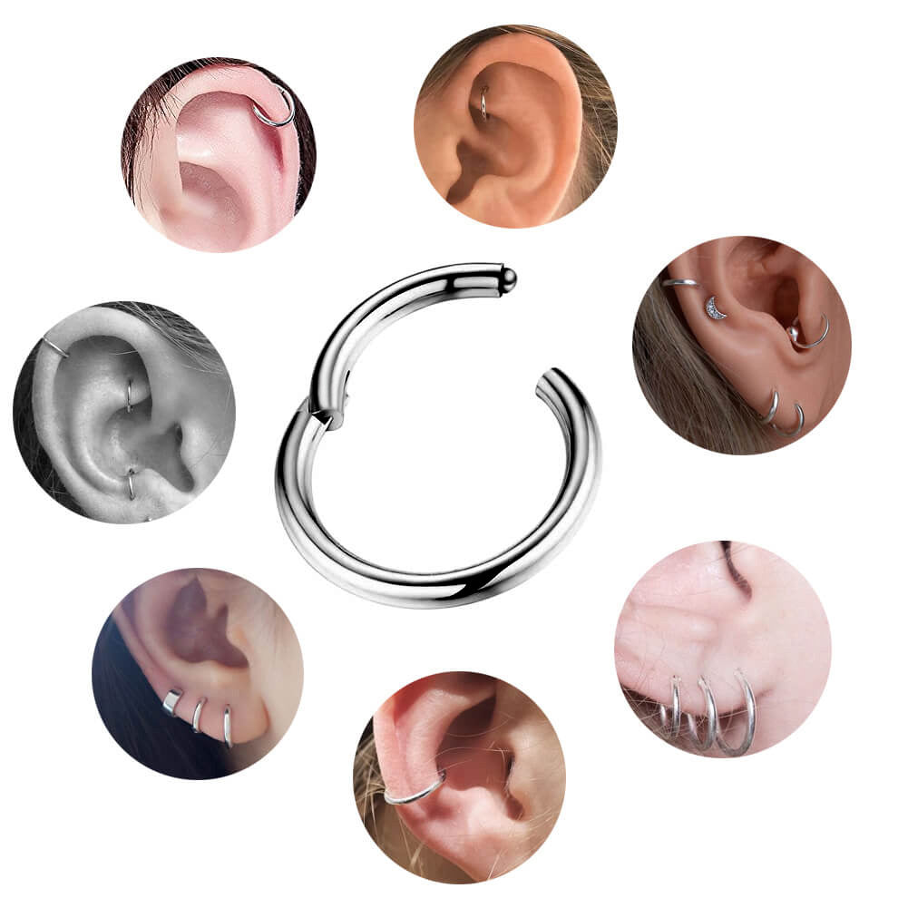 18G Titanium Hinged Segment Nose Hoop Ring Helix Earrings