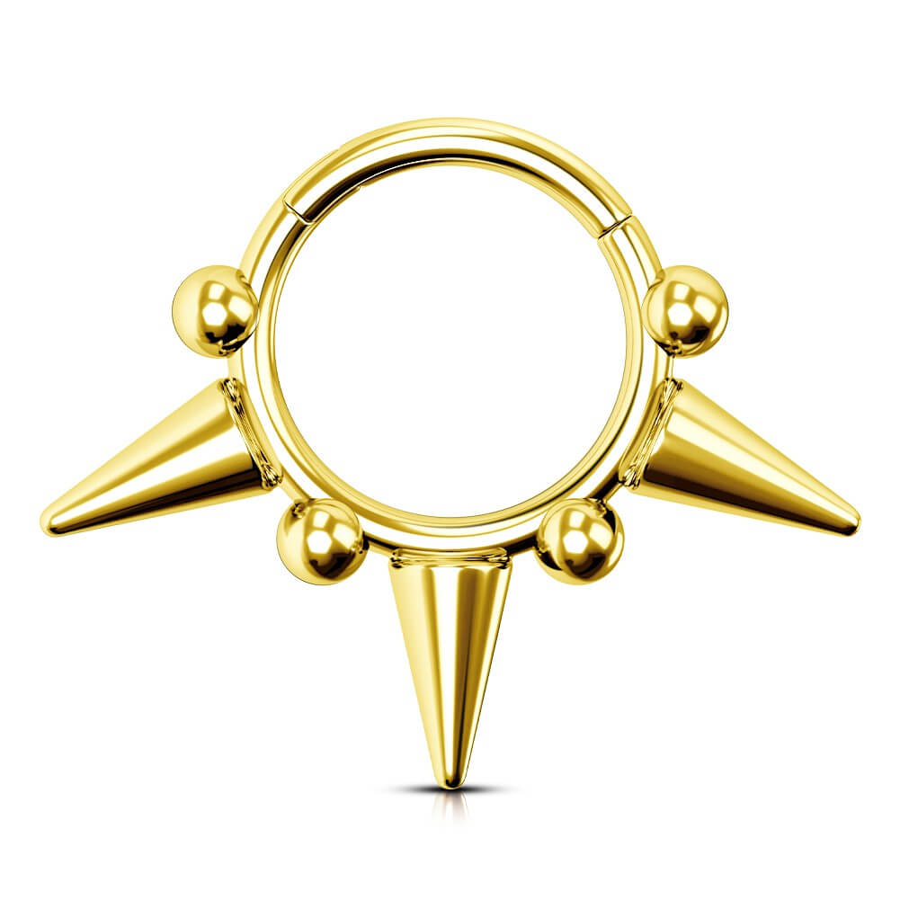 16G Titanium Triple Spikes Clicker Septum Hoop Ring