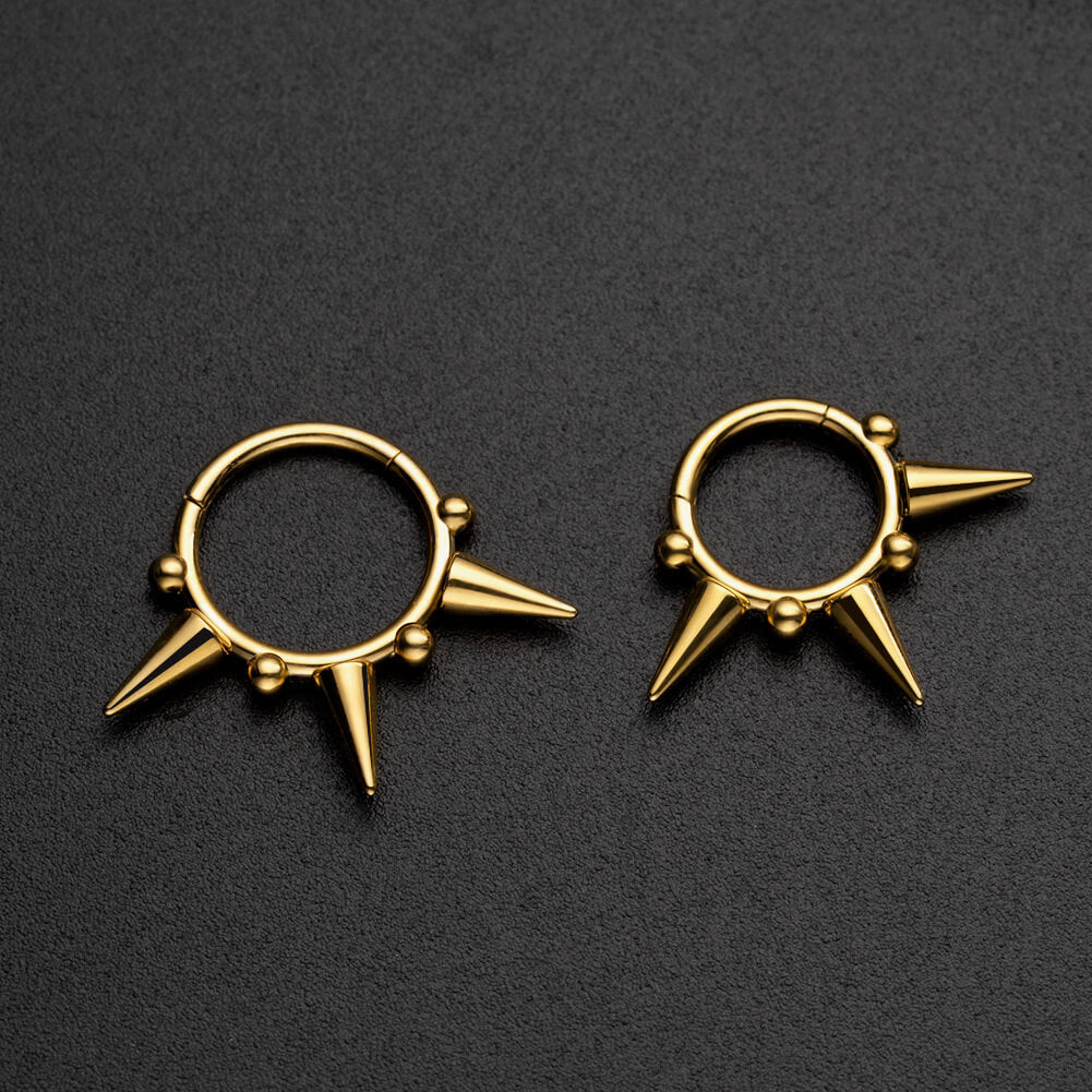 16G Titanium Triple Spikes Clicker Septum Hoop Ring