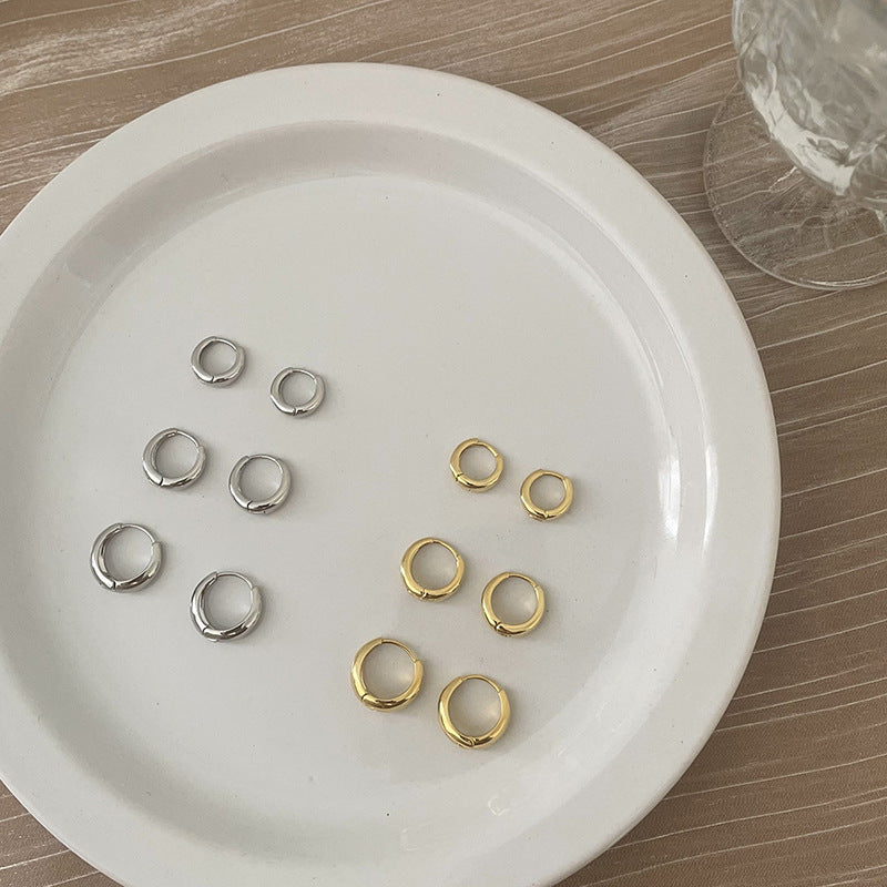 2PCS 18K Real Gold Plating Hinged Segment Hoop Earring