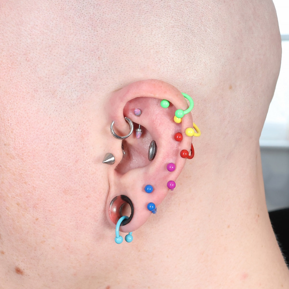 Oufer X Roly 6PCS Rainbow Set Multicolored Horseshoe Septum Rings