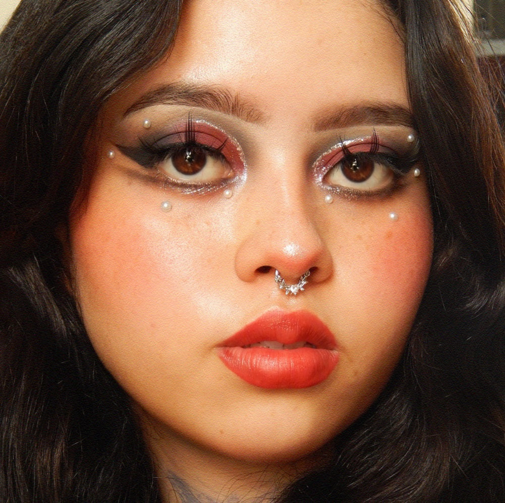 Rose Love Heart CZ Gem Clicker Septum Ring