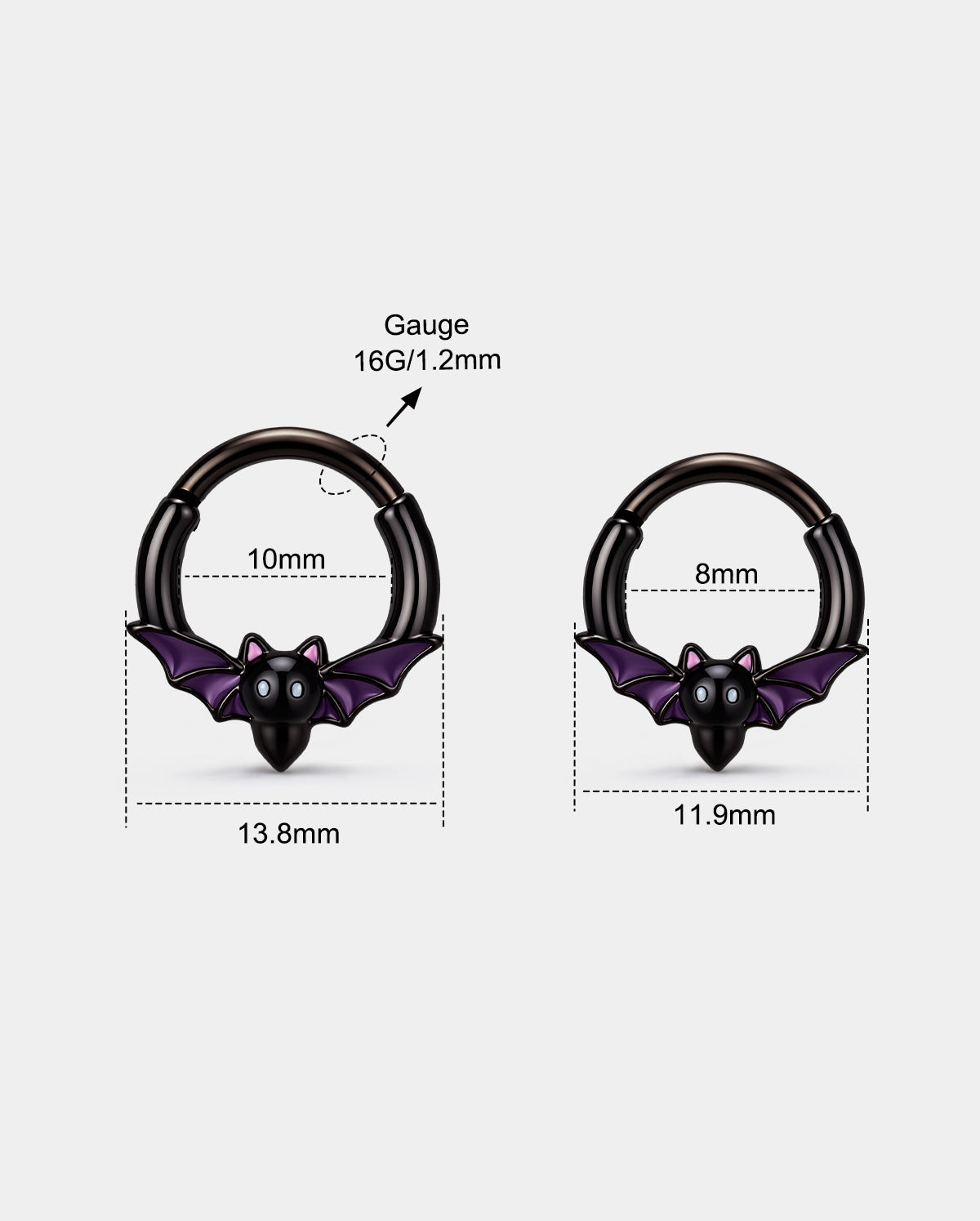 OUFER Purple Bat Halloween Segment Septum Ring