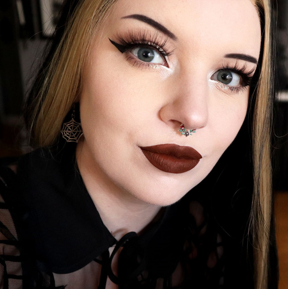 Skull Head Rose Segment Septum Ring