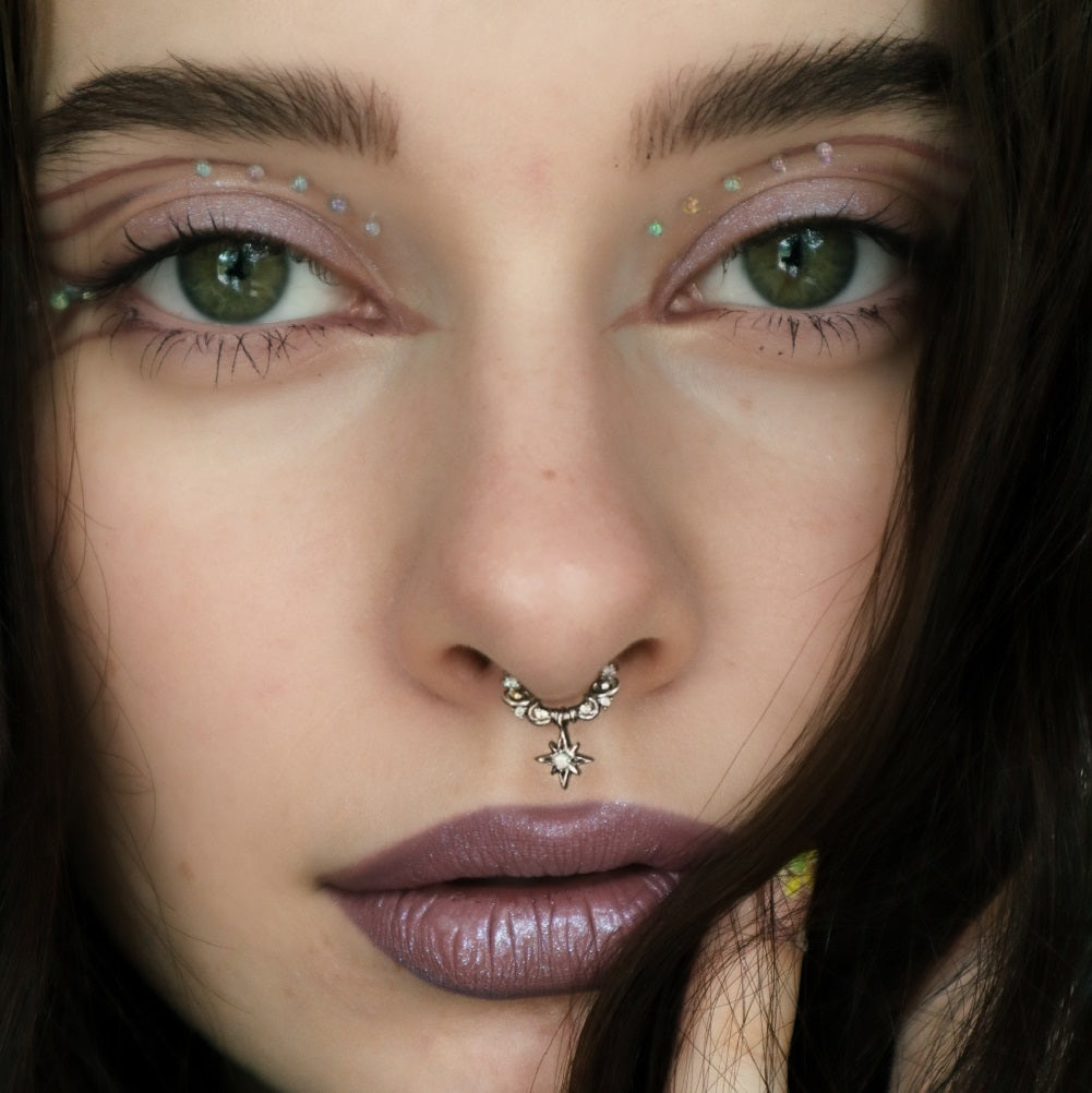 Star Moon Planet Dangle Septum Ring