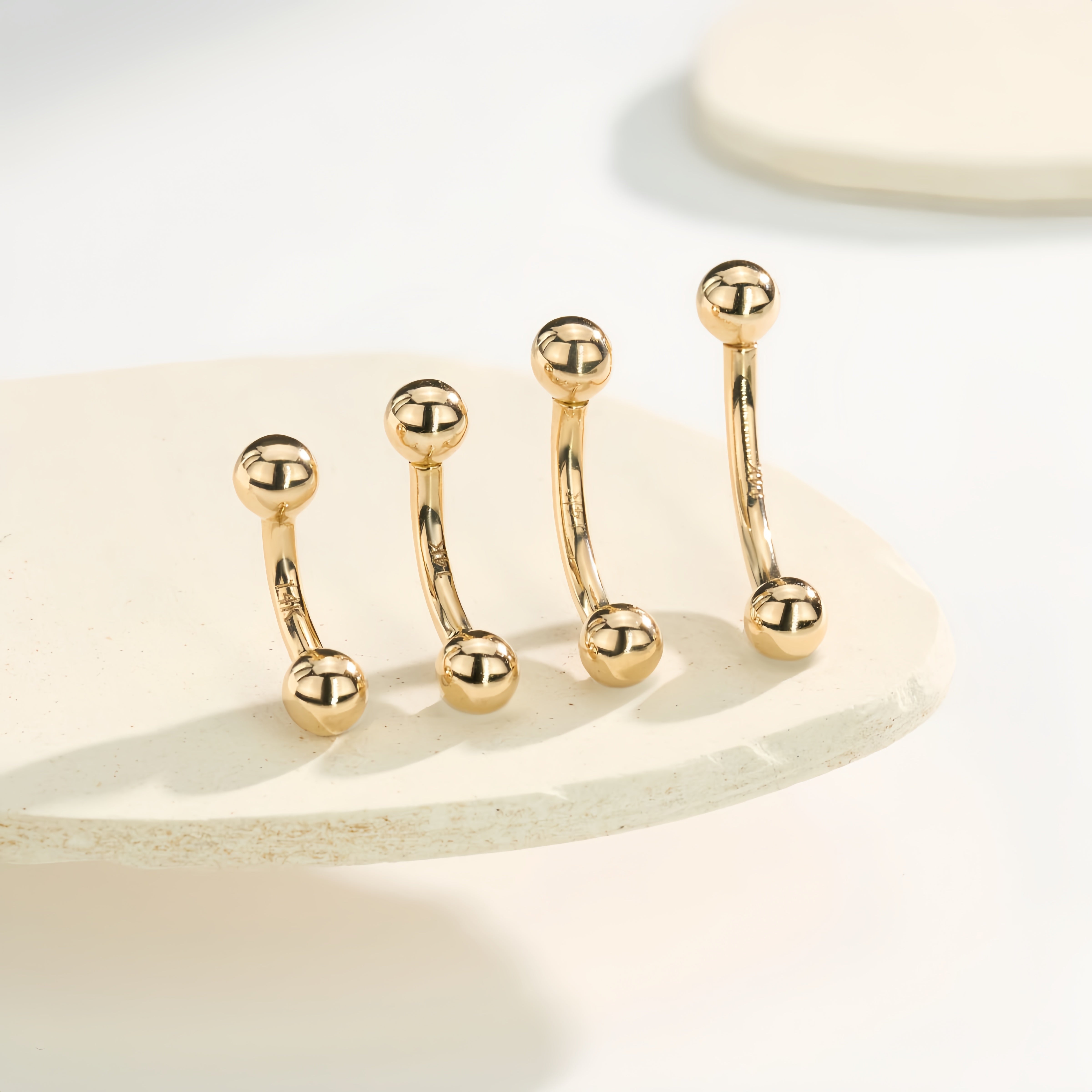 14K Solid Gold Internally Threaded Belly Ring