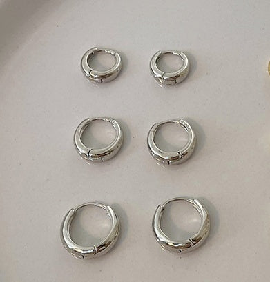 2PCS 18K Real Gold Plating Hinged Segment Hoop Earring