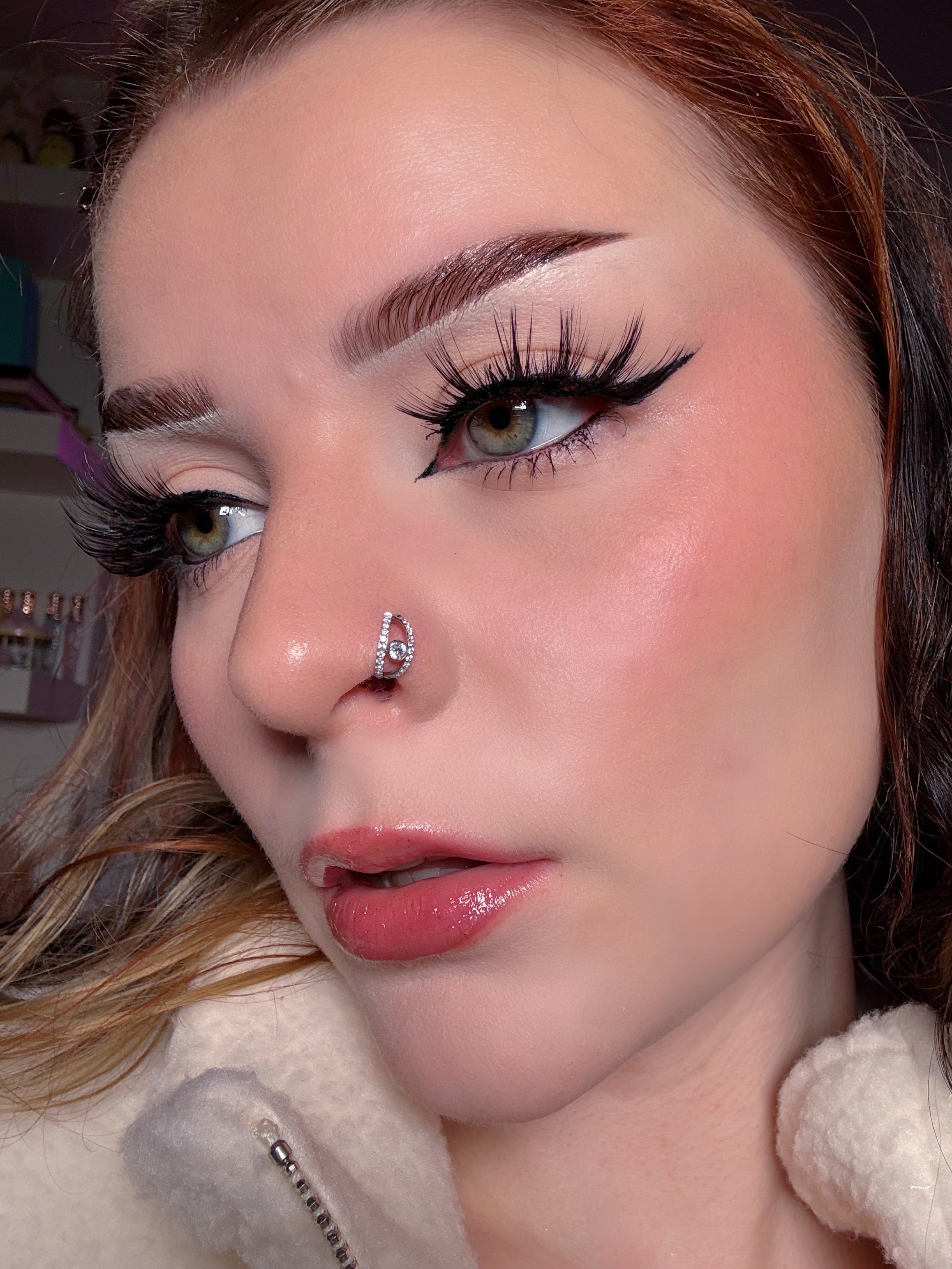 20G Double Row CZ Hoop Nose Ring