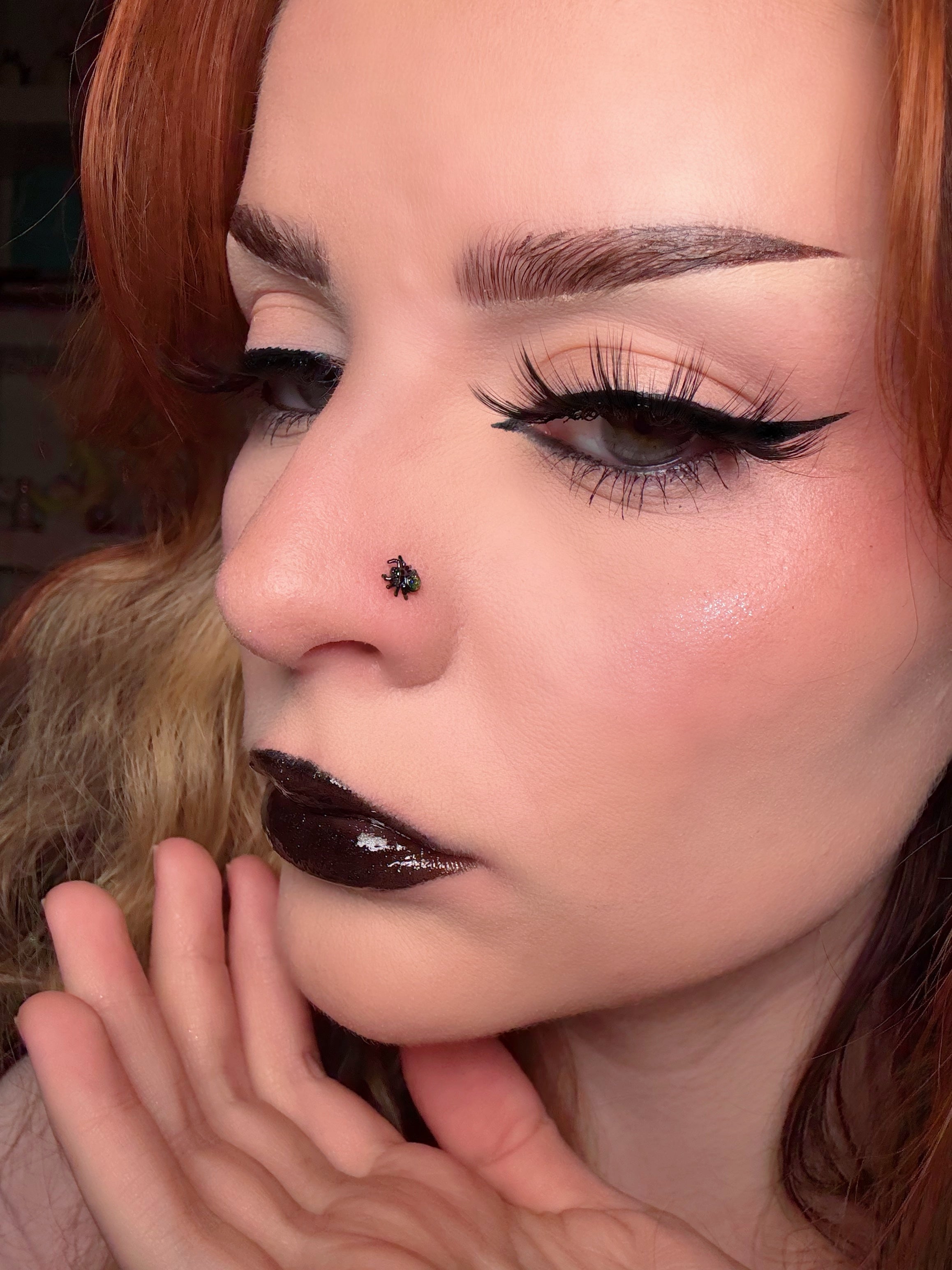 16G Coffin Black Lip Ring 8mm Lip Stud