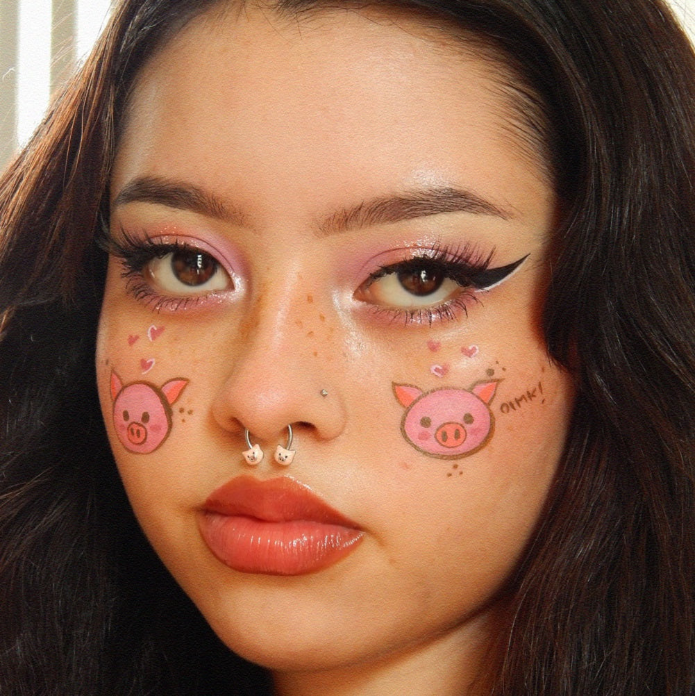 16G Pink Pig Horseshoe Septum Ring