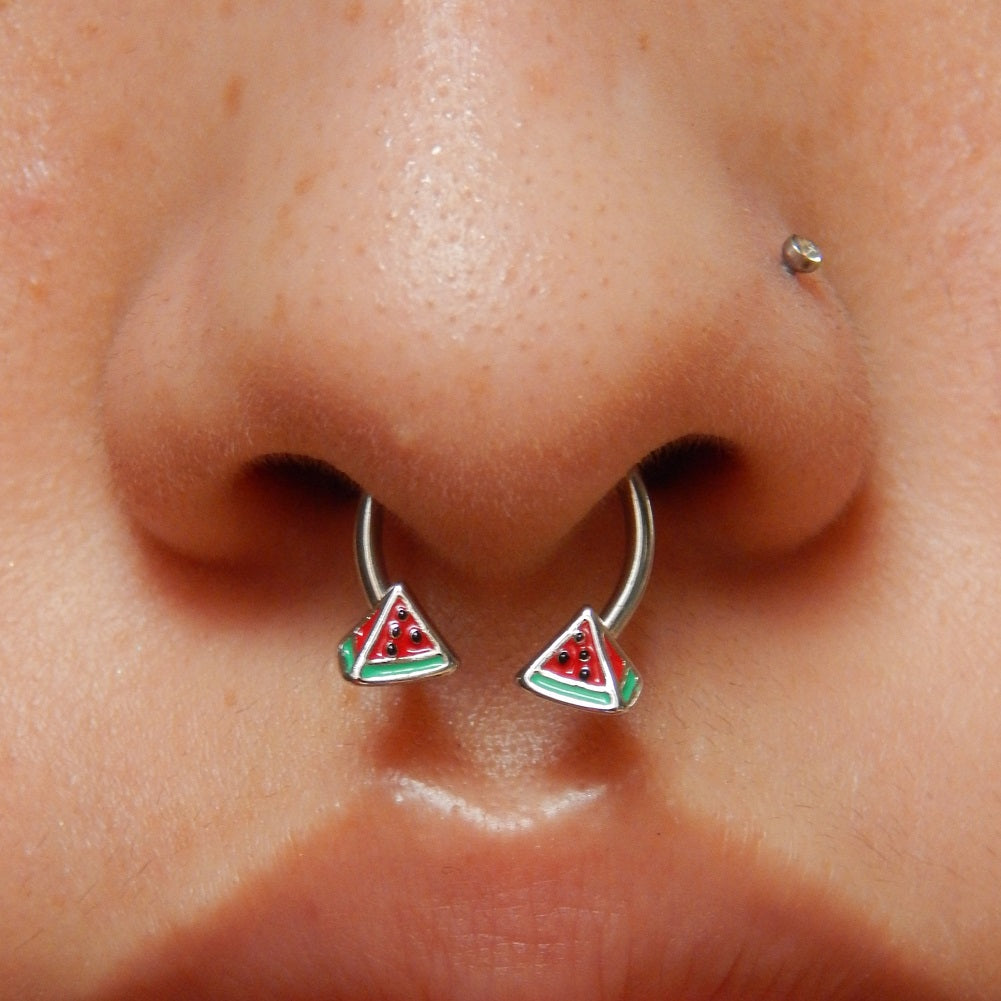 16G Watermelon Slice Horseshoe Septum Ring