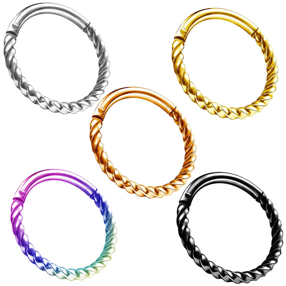16G Five-Colors Waven Hinged Segment Conch Ring - OUFER BODY JEWELRY