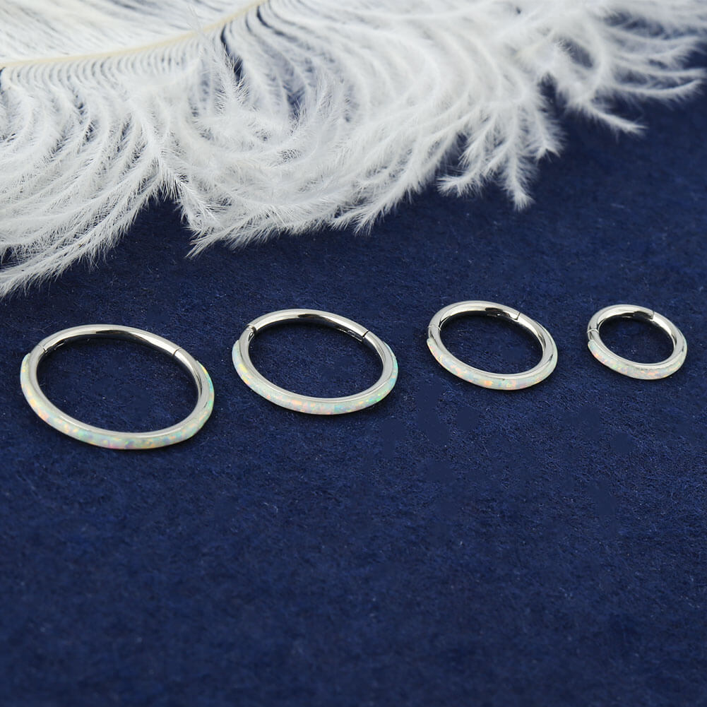 Boucles d'oreilles 16G Opal Hinged Segment Hoop Cartilage Helix Lobe