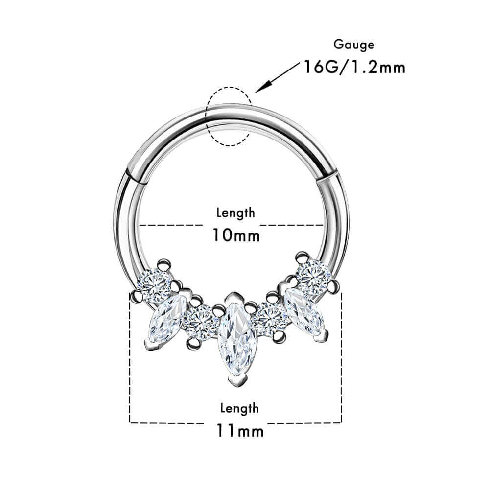 16G Oval and Round CZ Septum and Daith Hoop Ring - OUFER BODY JEWELRY