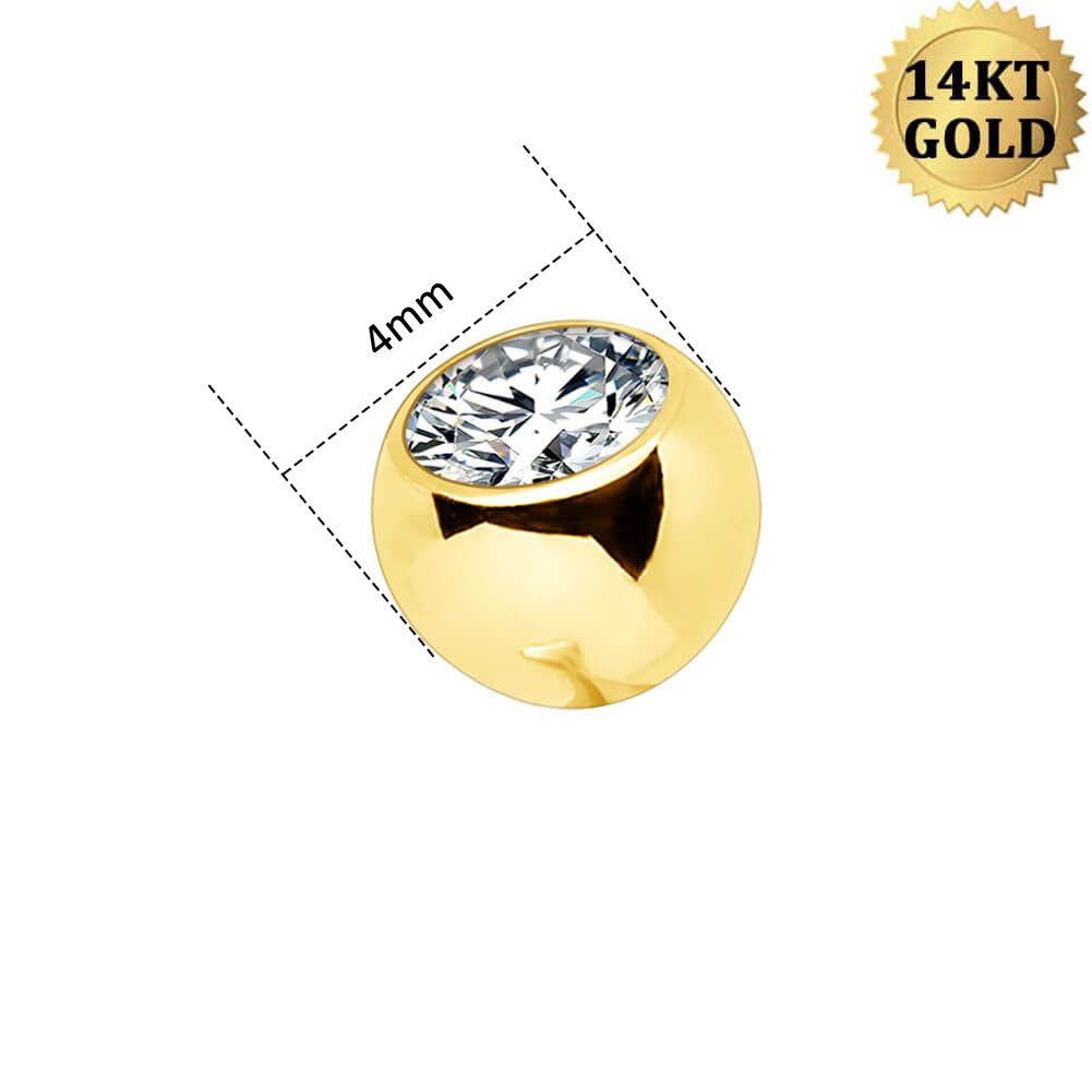 14K Gold CZ Ball 14G Belly Rings 14G CZ Ball