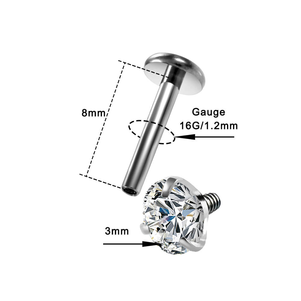 16G CZ Titanium Labret and Monroe Studs - OUFER BODY JEWELRY