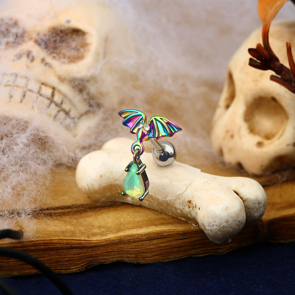 rainbow bat cartilage stud