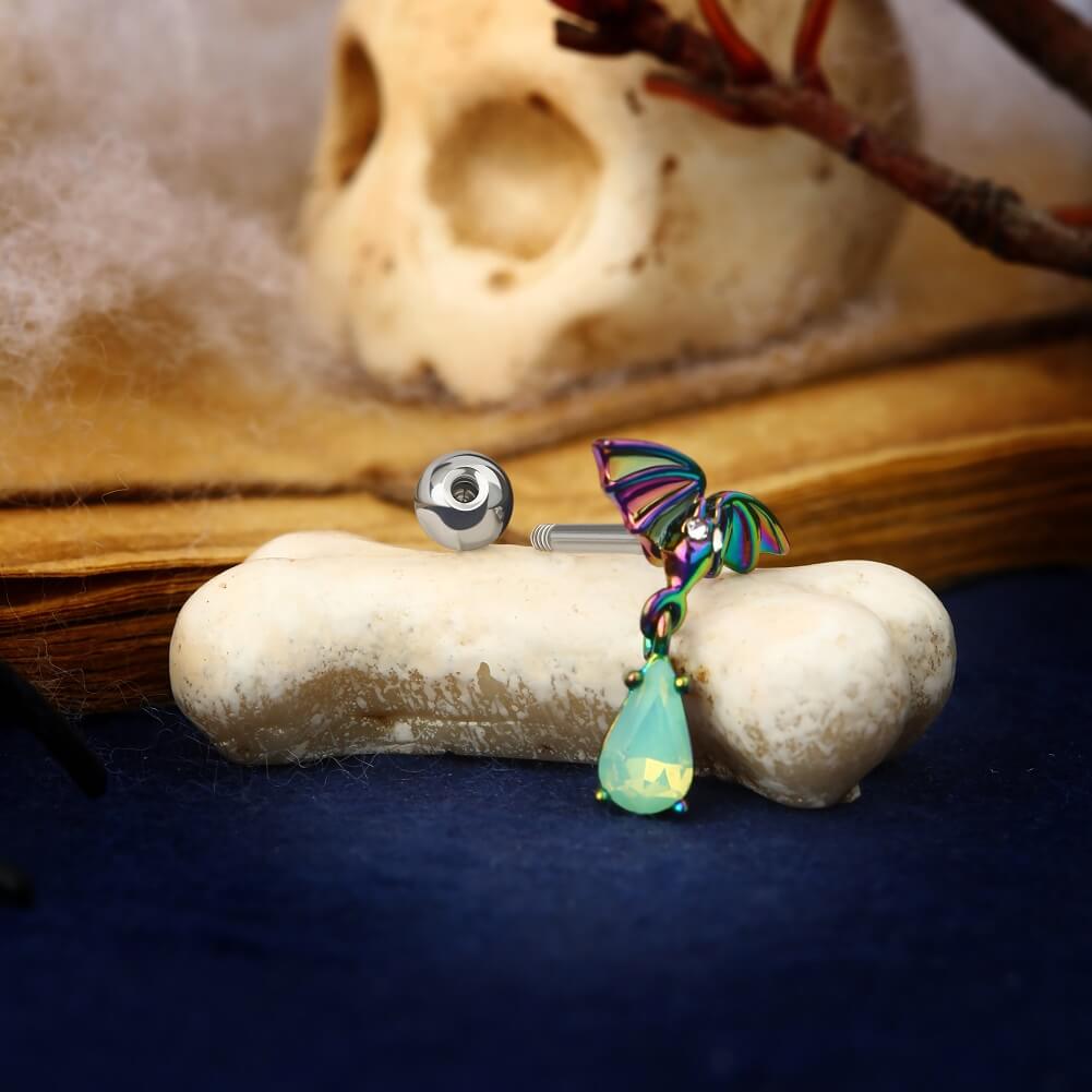 rainbow bat cartilage stud