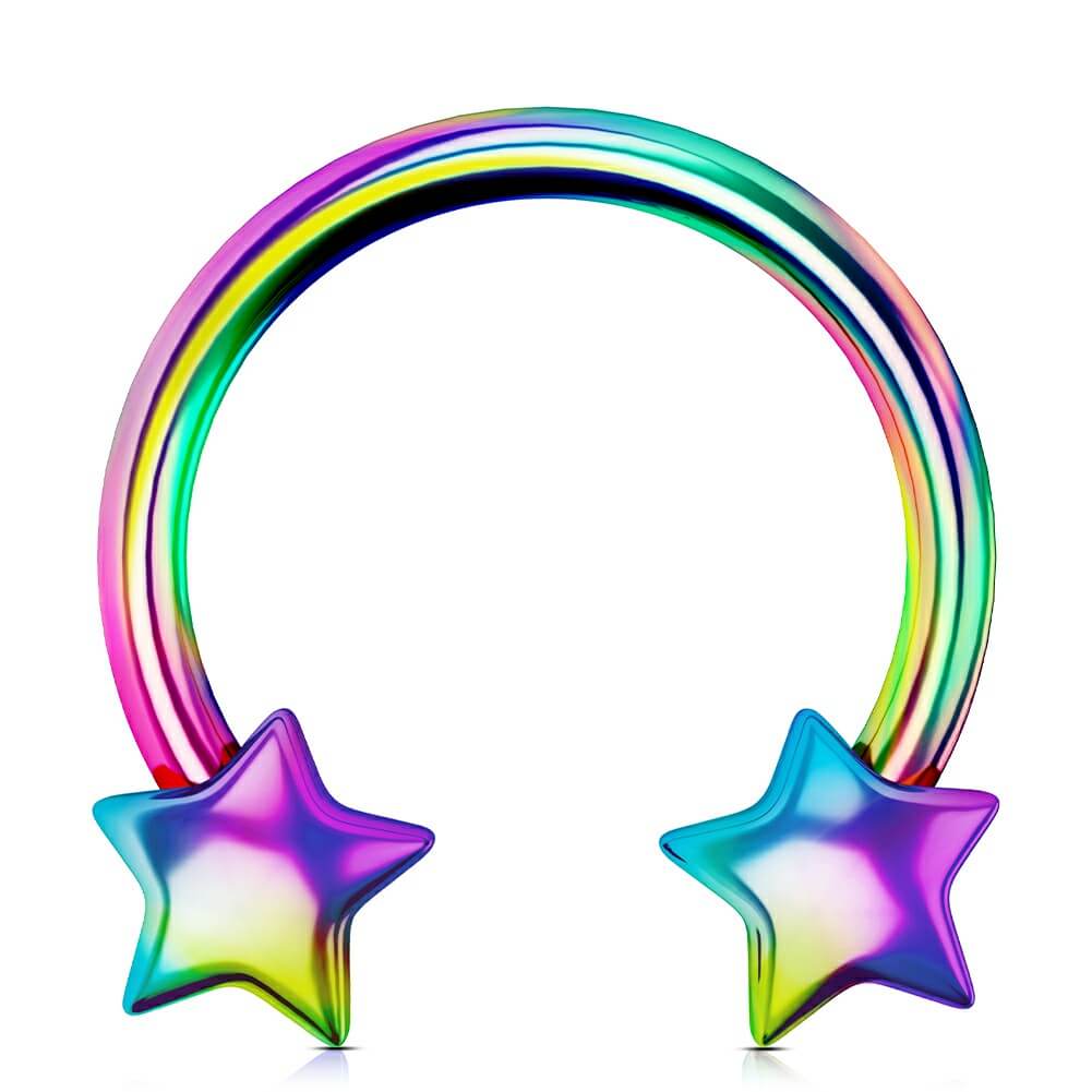 16G 3D Five-star Shaped Horseshoe Ring