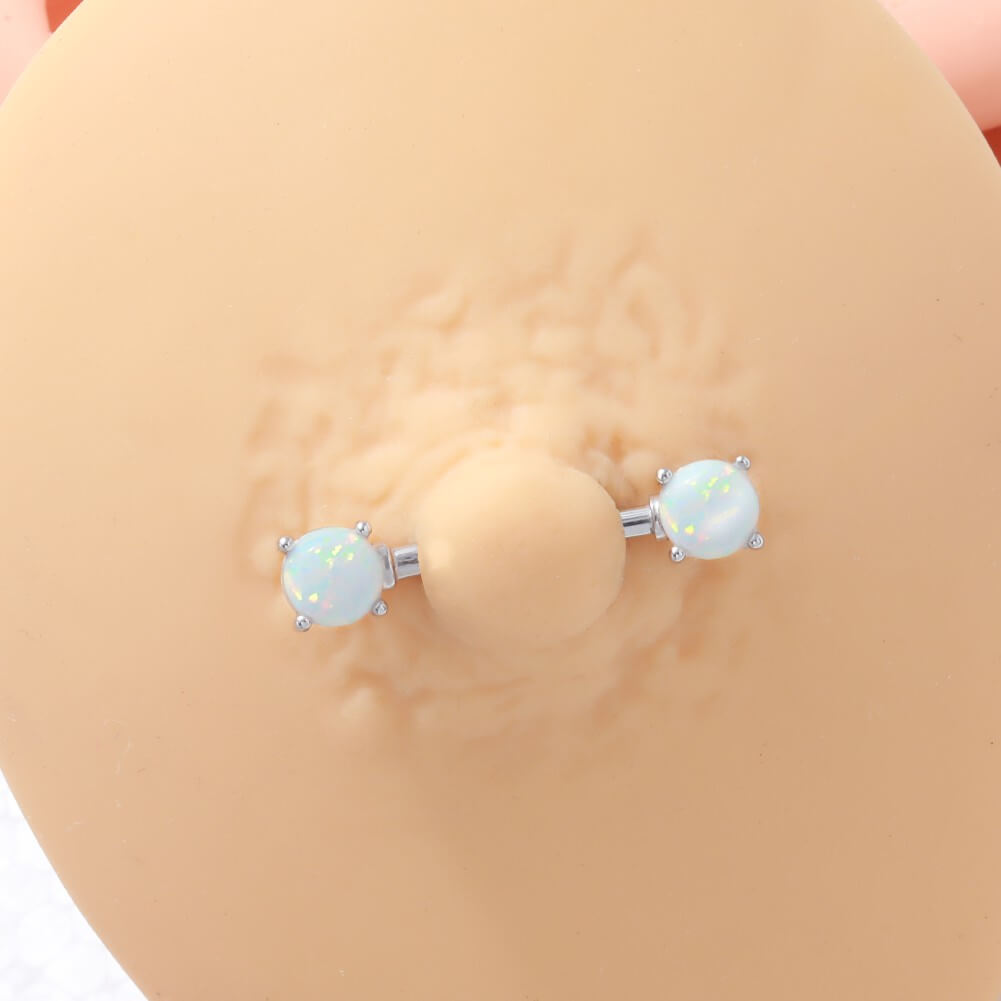 white gold nipple piercing
