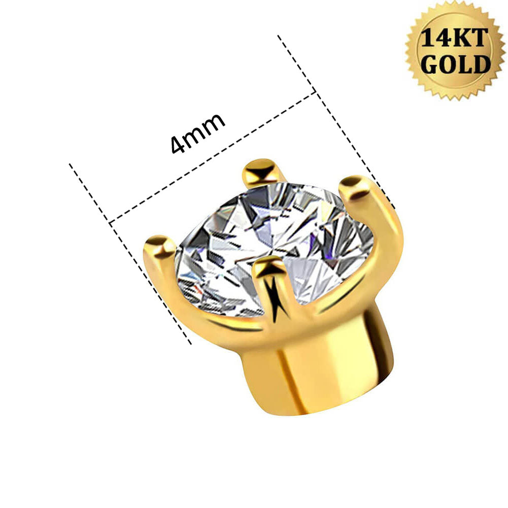 14K Gold Clear CZ Replacement Ball 14G Belly Rings 14G CZ Ball