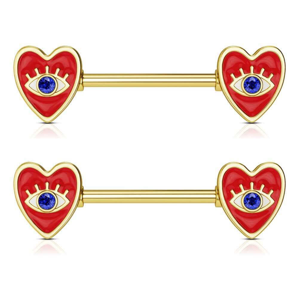 14G Rose Gold Triple Heart Shaped Nipple Rings – OUFER BODY JEWELRY