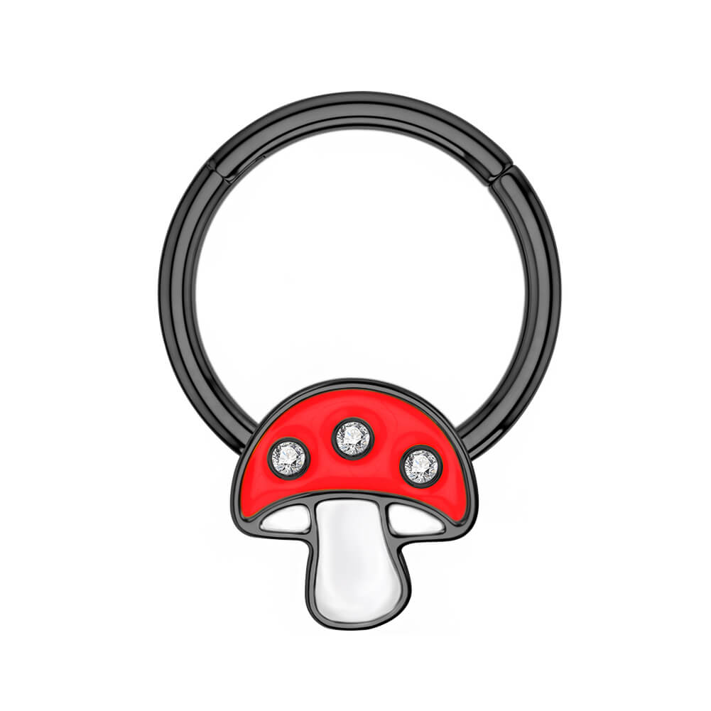 black and red mushroom septum ring