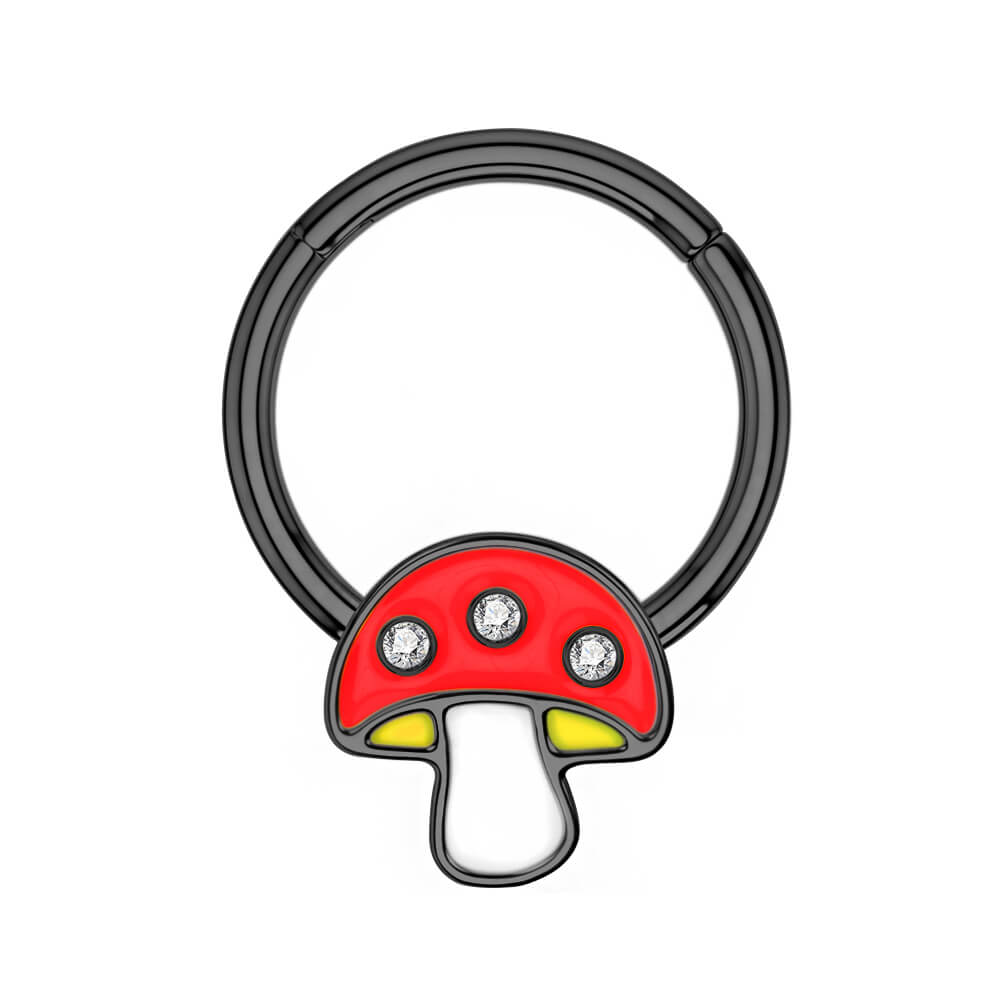 black and red mushroom septum ring