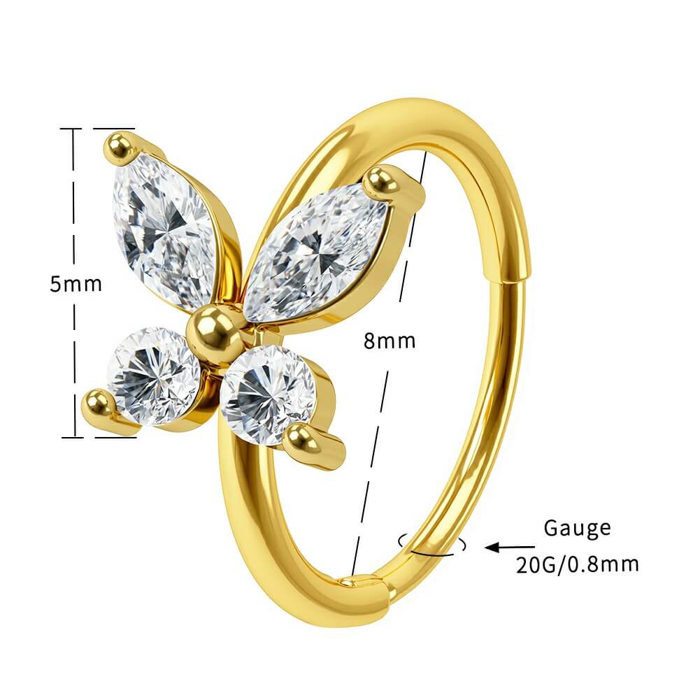 20G CZ Butterfly Segment Nose Ring