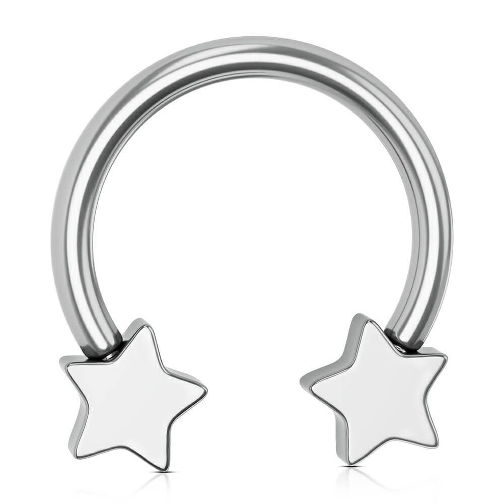 16G Titanium Five-star Shaped Horseshoe Ring