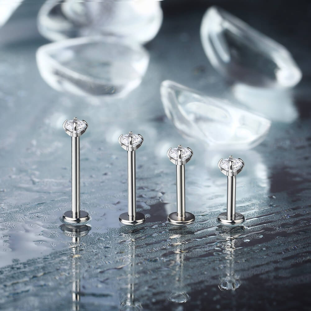 16G CZ Titanium Internally Threaded Labret Helix Stud