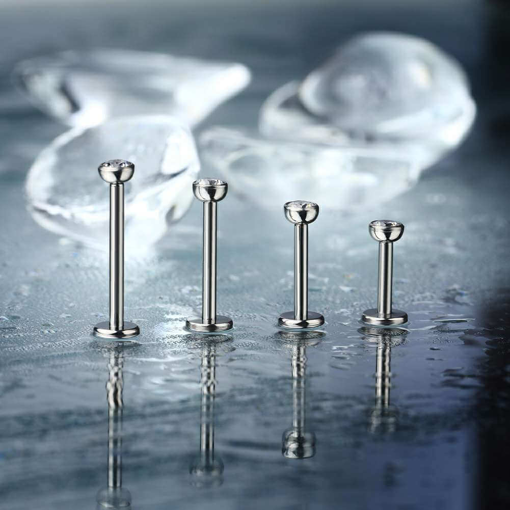 titanium flat back labret nose stud