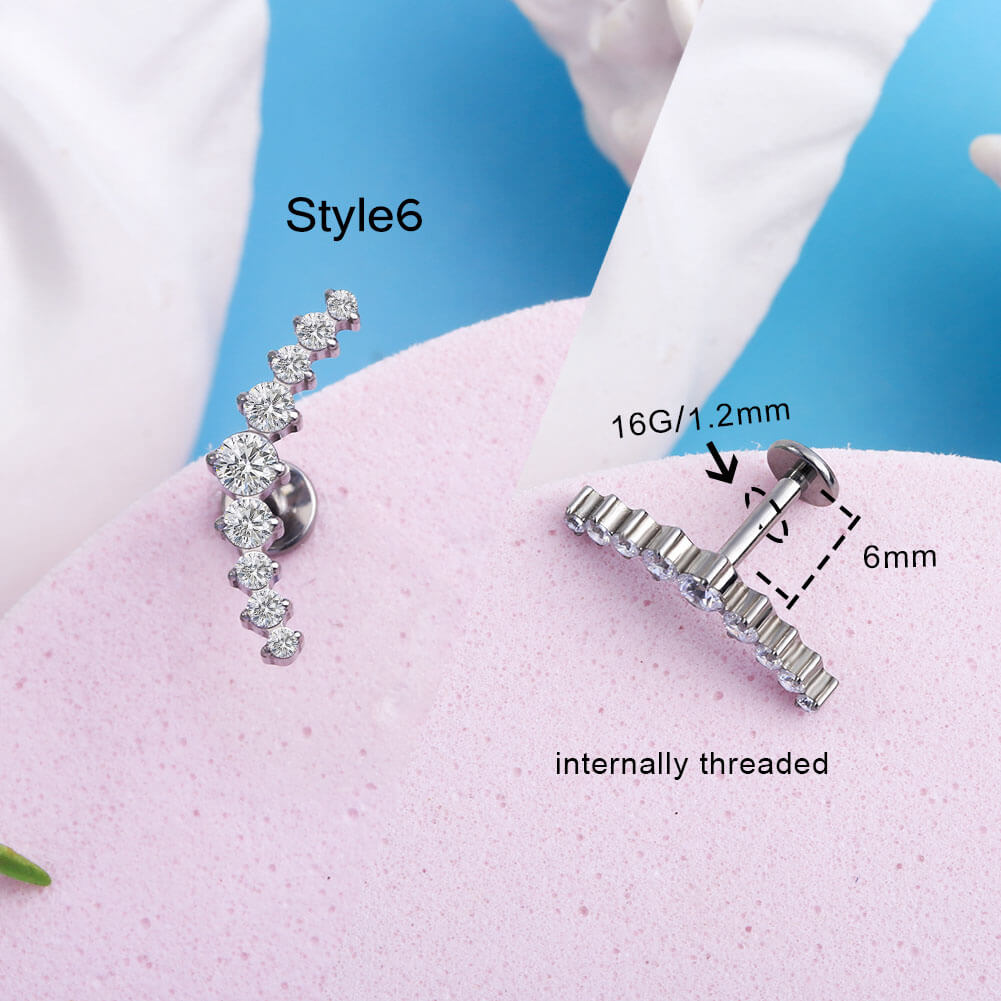 Sparkling CZ-Set Titanium Cartilage Stud