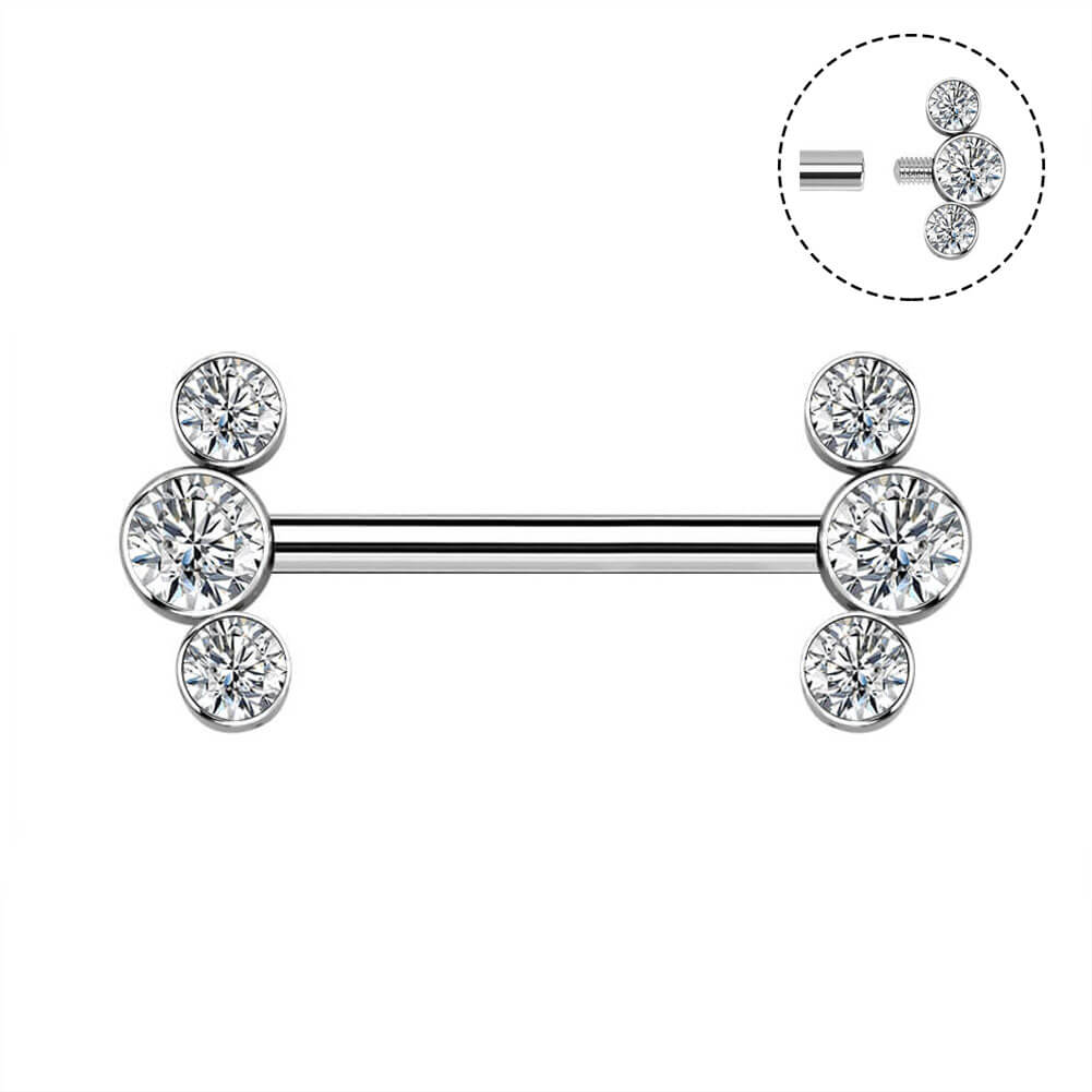 CZ bridge piercing bar