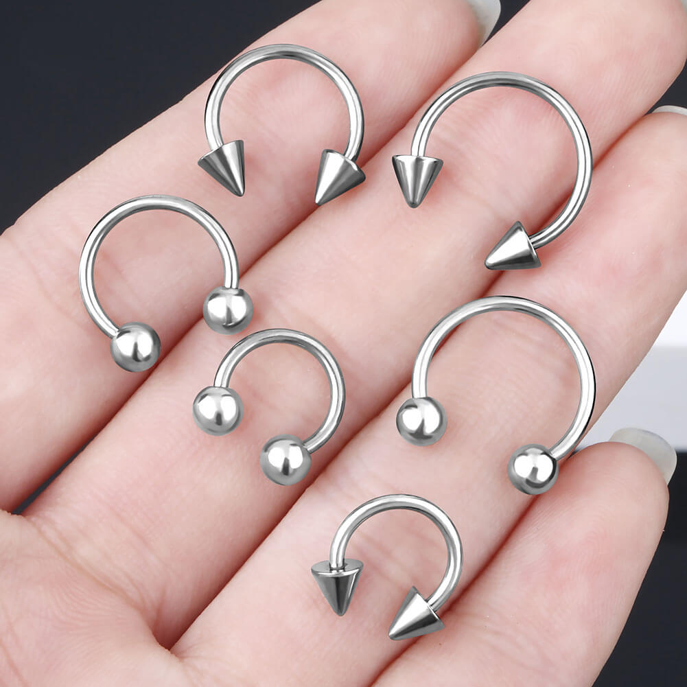 16G 2PCS Titanium Horseshoe Septum Ring Pack 8/10/12mm