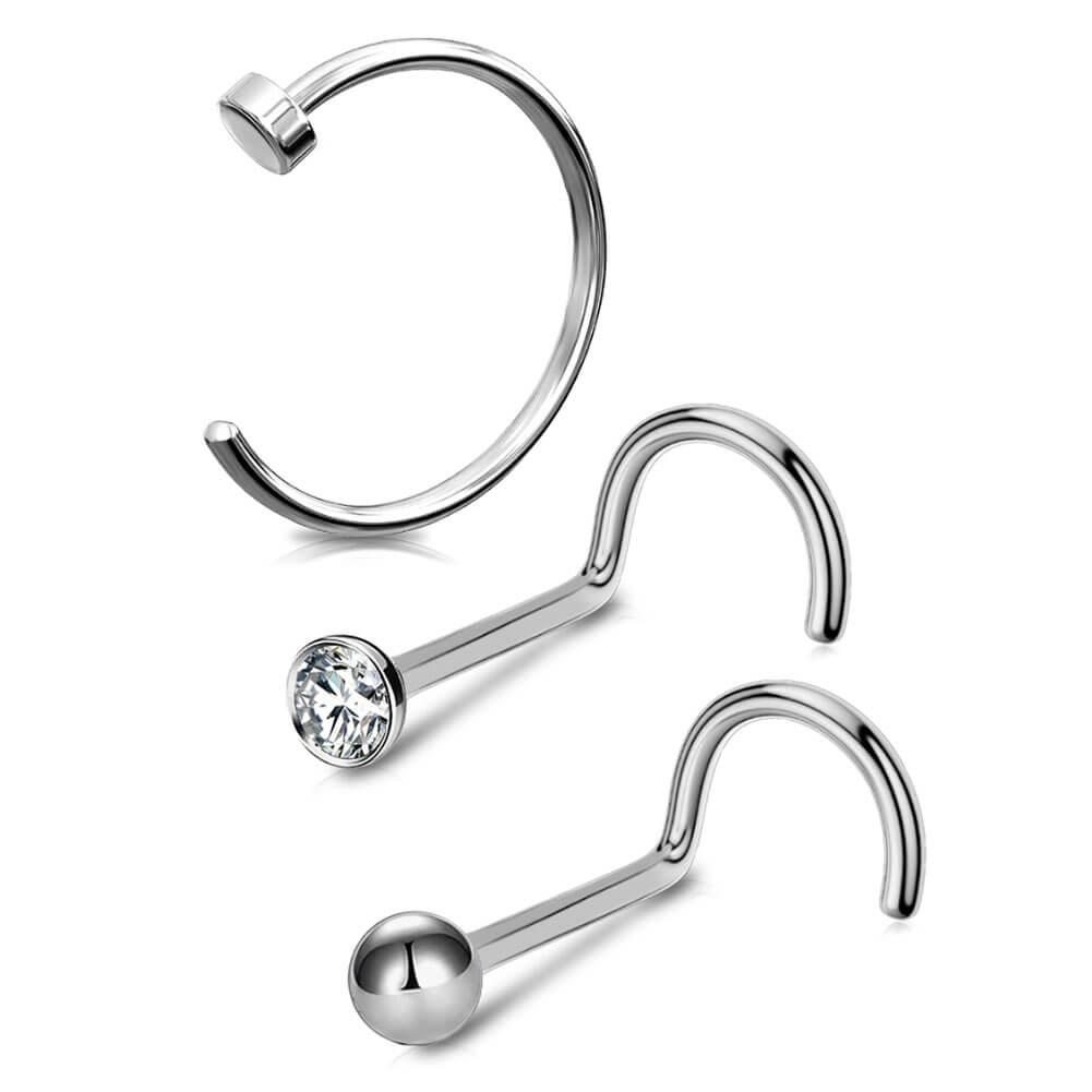 20G Titanium Half Hoop and Screw Nose Stud Pack – OUFER BODY JEWELRY