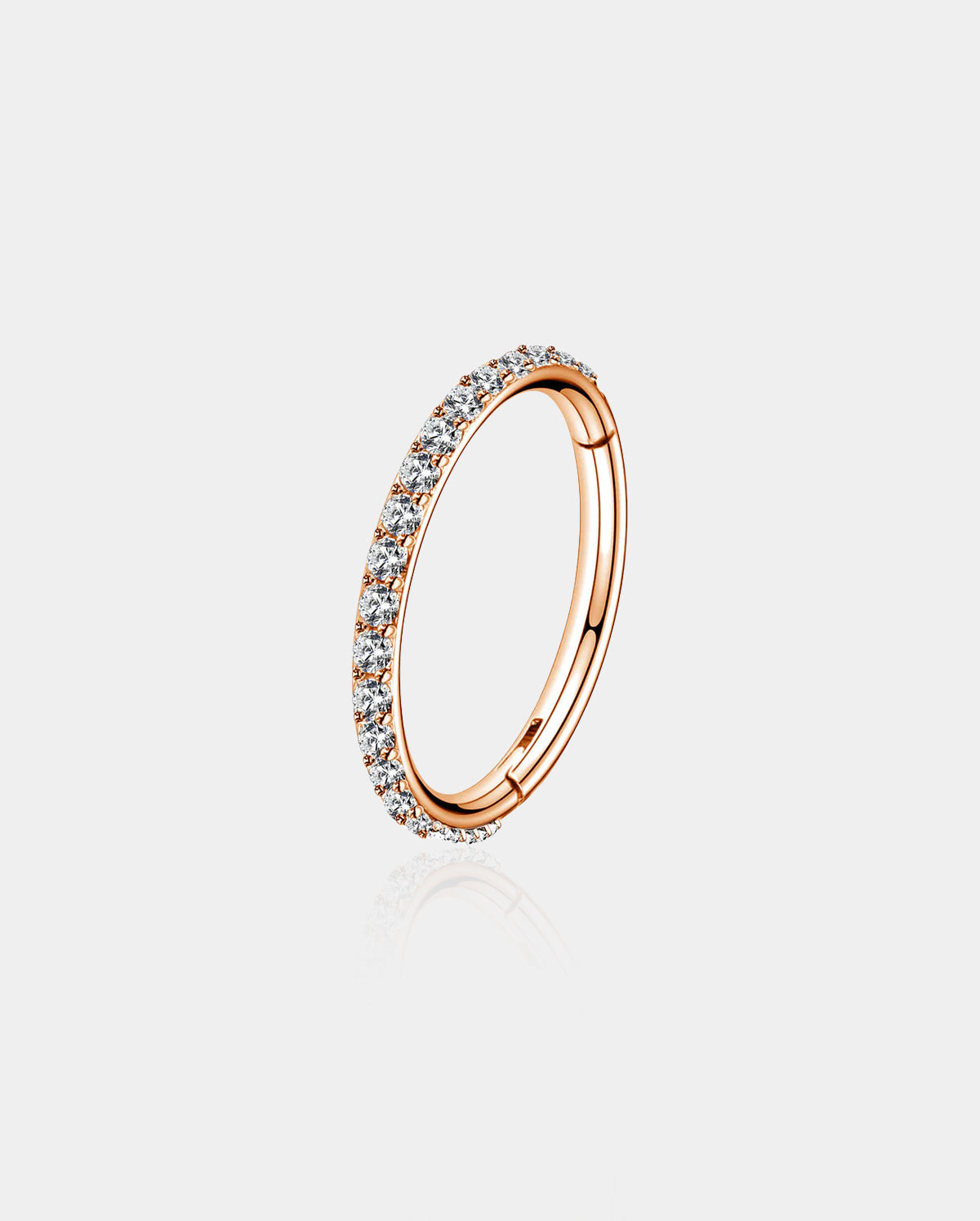 20G Nose Ring Hinged Segment CZ Hoop Ring