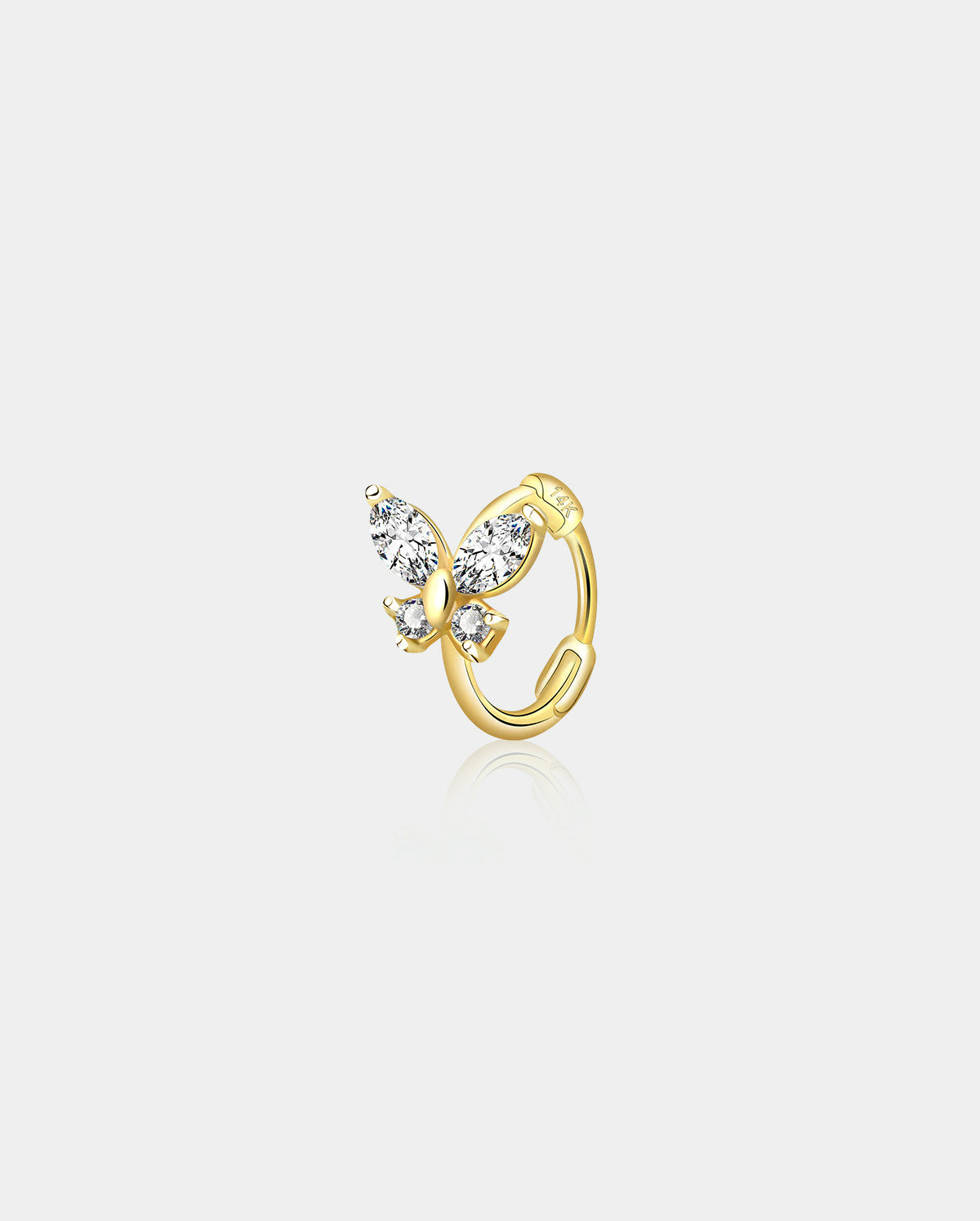 14K CZ Butterfly Tragus Earring