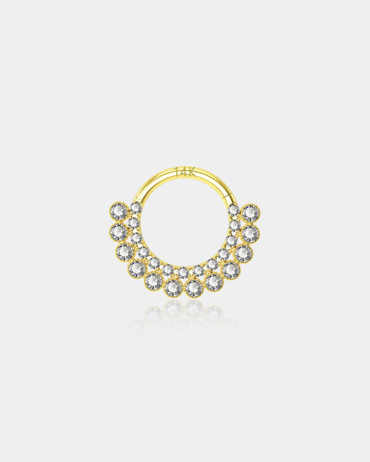 14K CZ Clicker Segment Septum Hoop