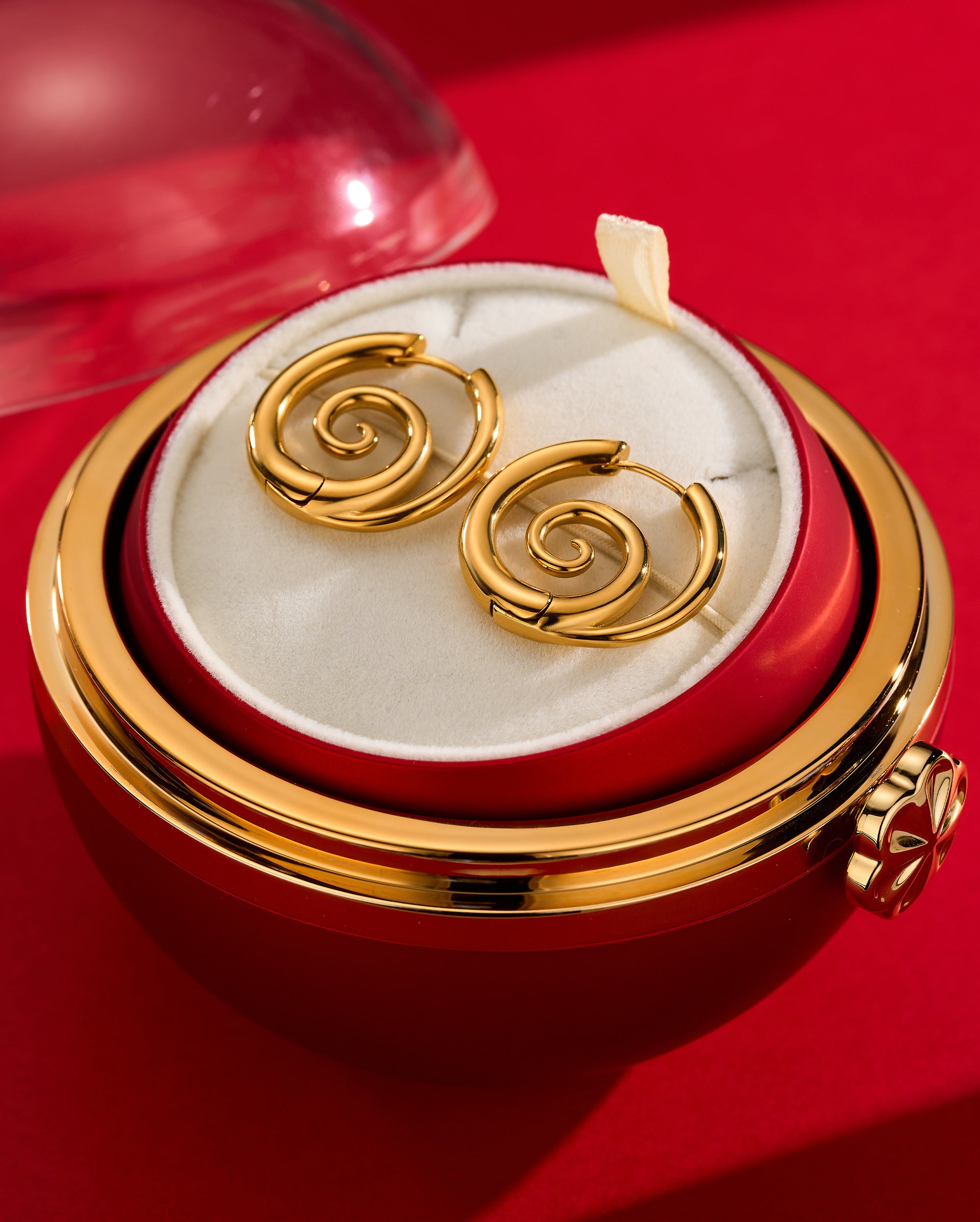 2PCS Faux Stretched Spiral Clicker Earrings