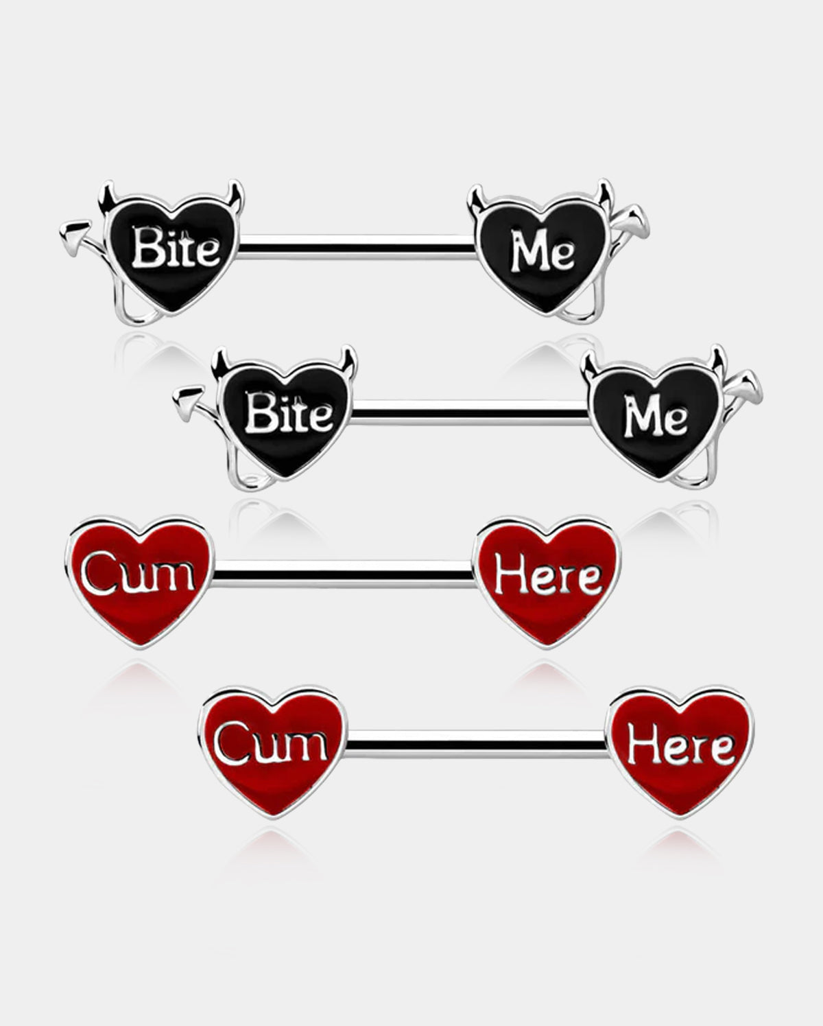 14G Negro/Rojo Sexy Corazón Carta Pezón Barbell Pack