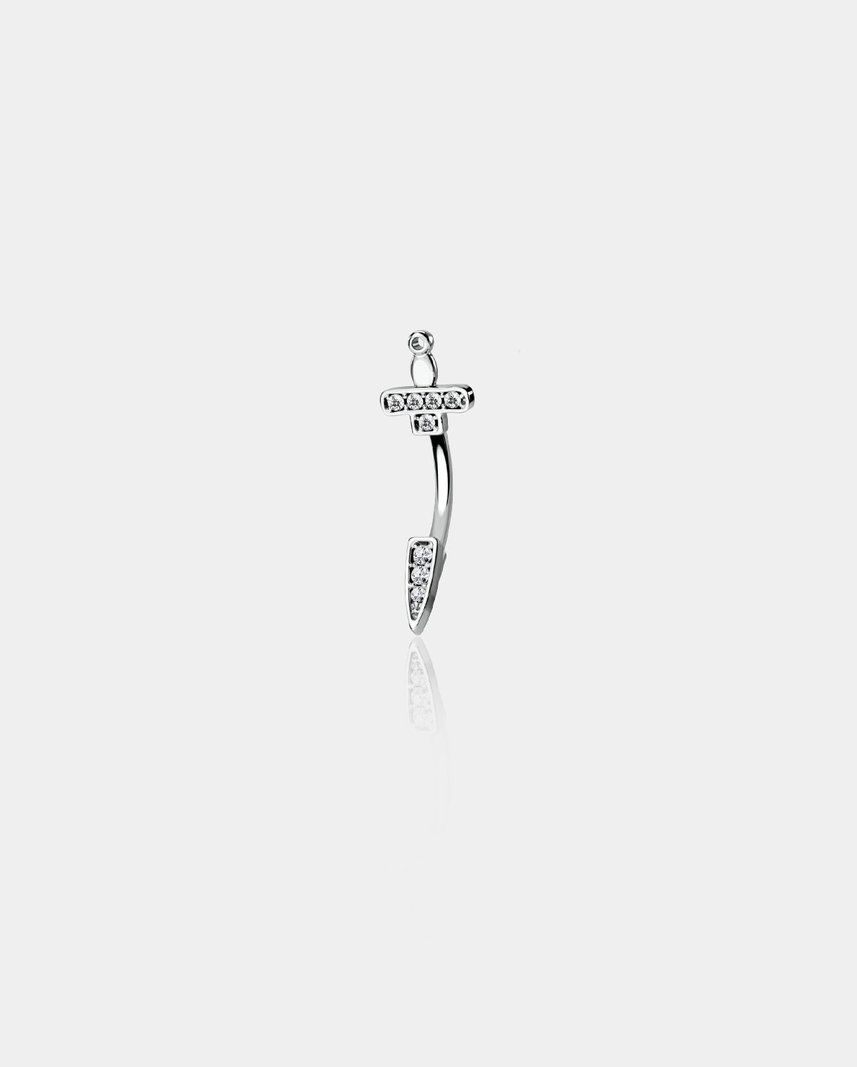 Sword Dagger CZ Rook Earring