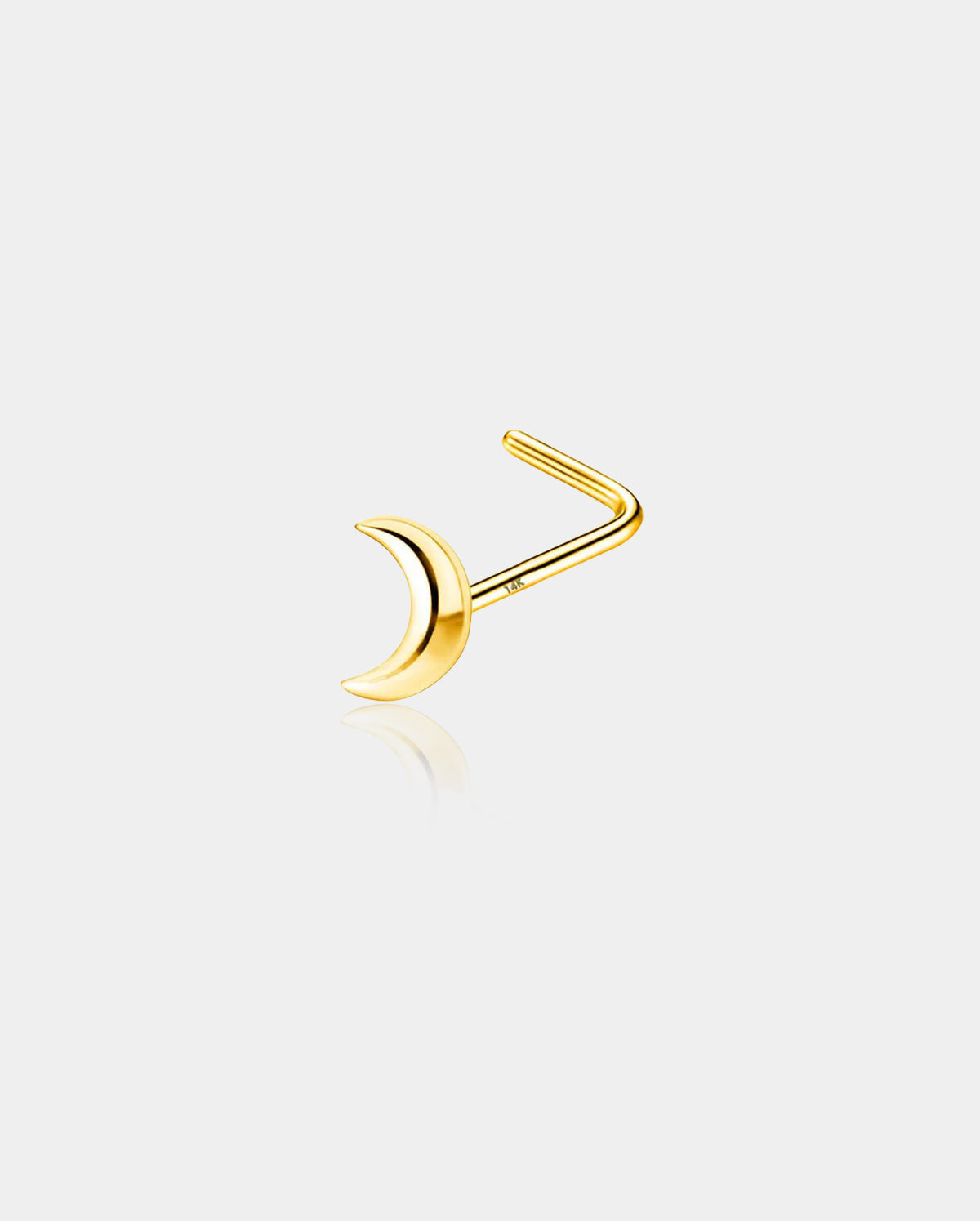 14K Gold Small Moon L-Shape Nose Stud